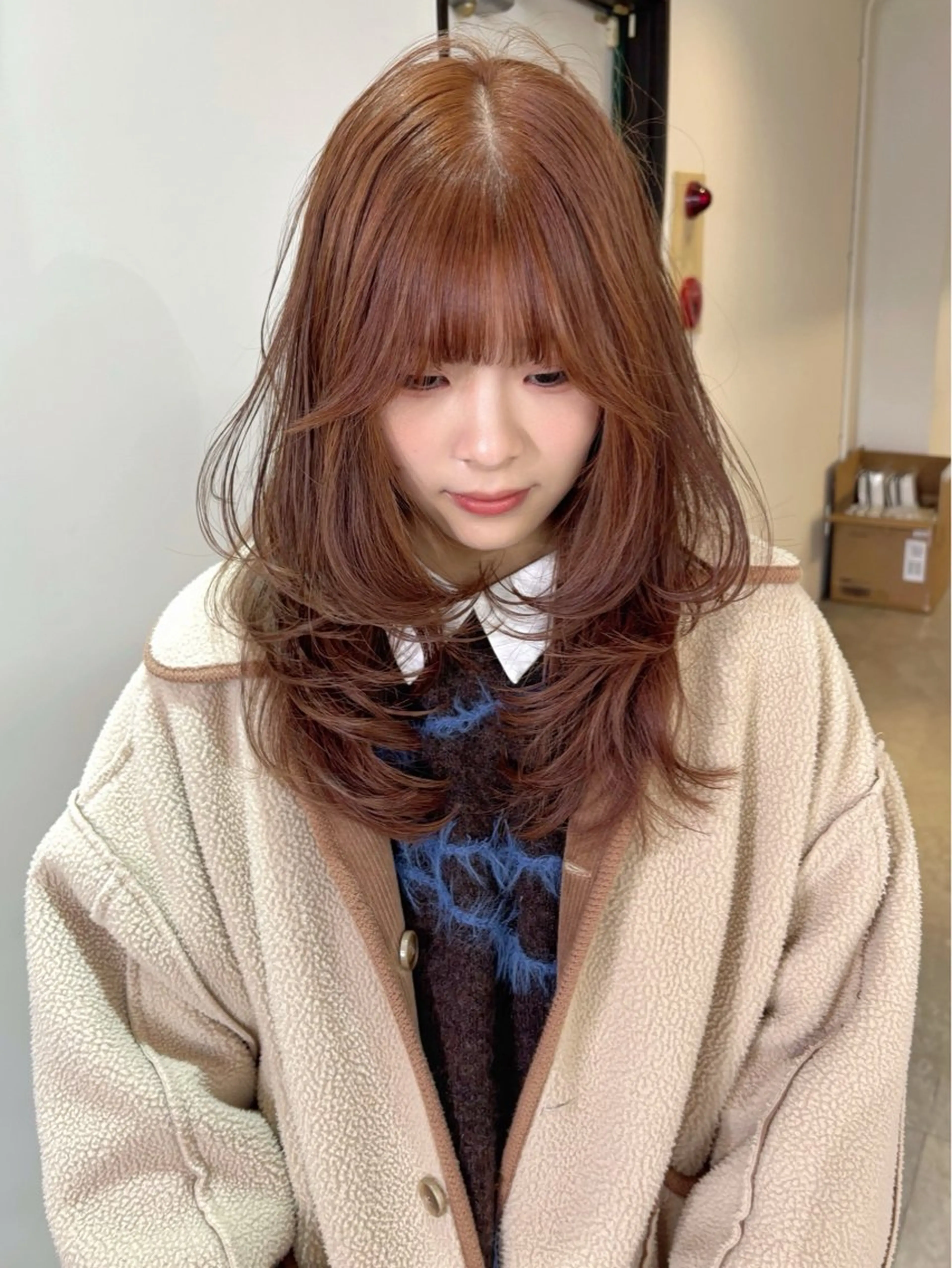 ロング カラー ブリーチ ダブルカラー ブリーチなしカラー カット ヘアカラー mizuki/ピンク ベージュ.レイヤーのヘアスタイル