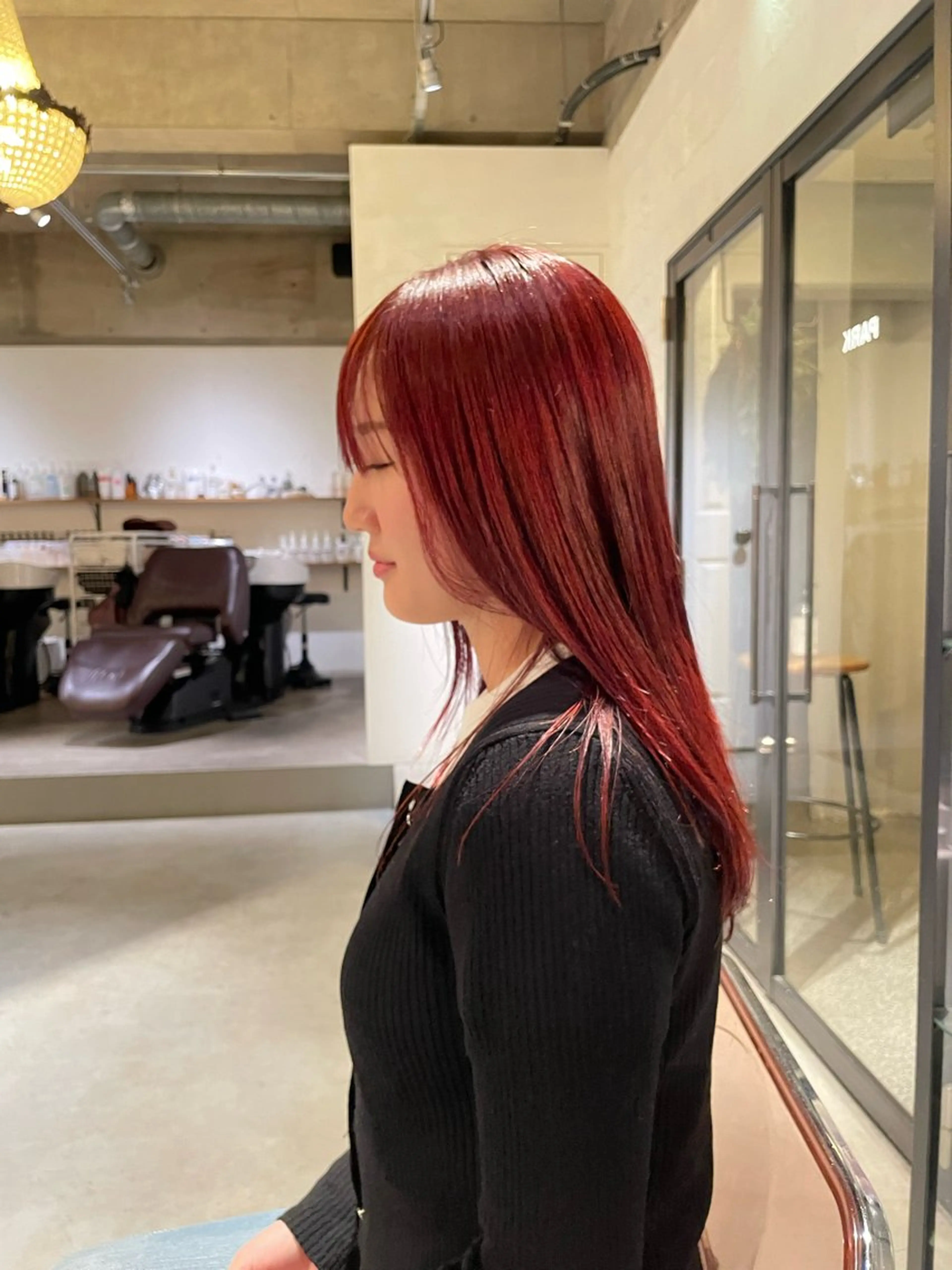 カラー レッドカラー ヘアカラー 尾上 勇気のヘアスタイル