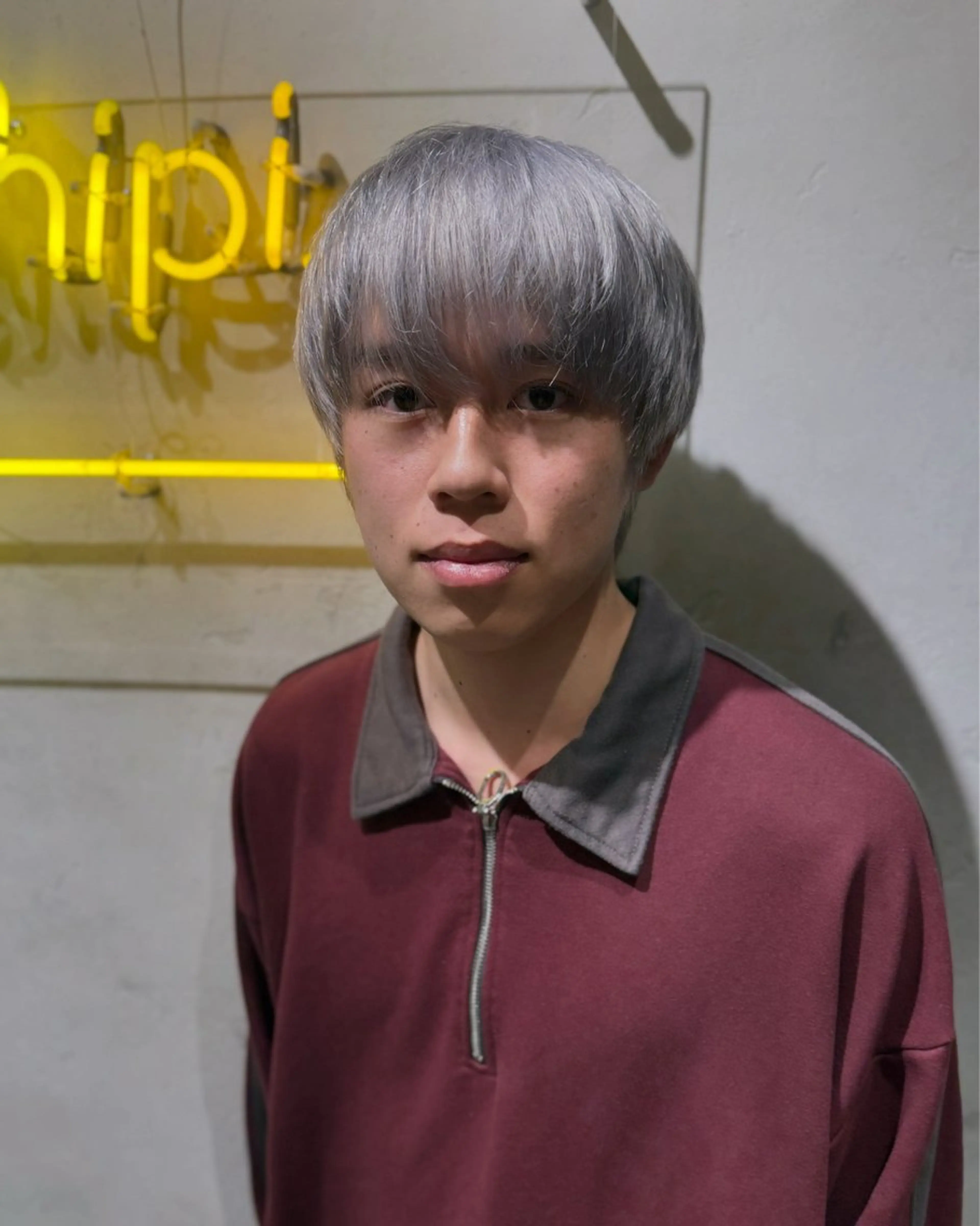 カラー メンズ カット ヘアカラー kanta 梅田 韓国ハイトーンのヘアスタイル