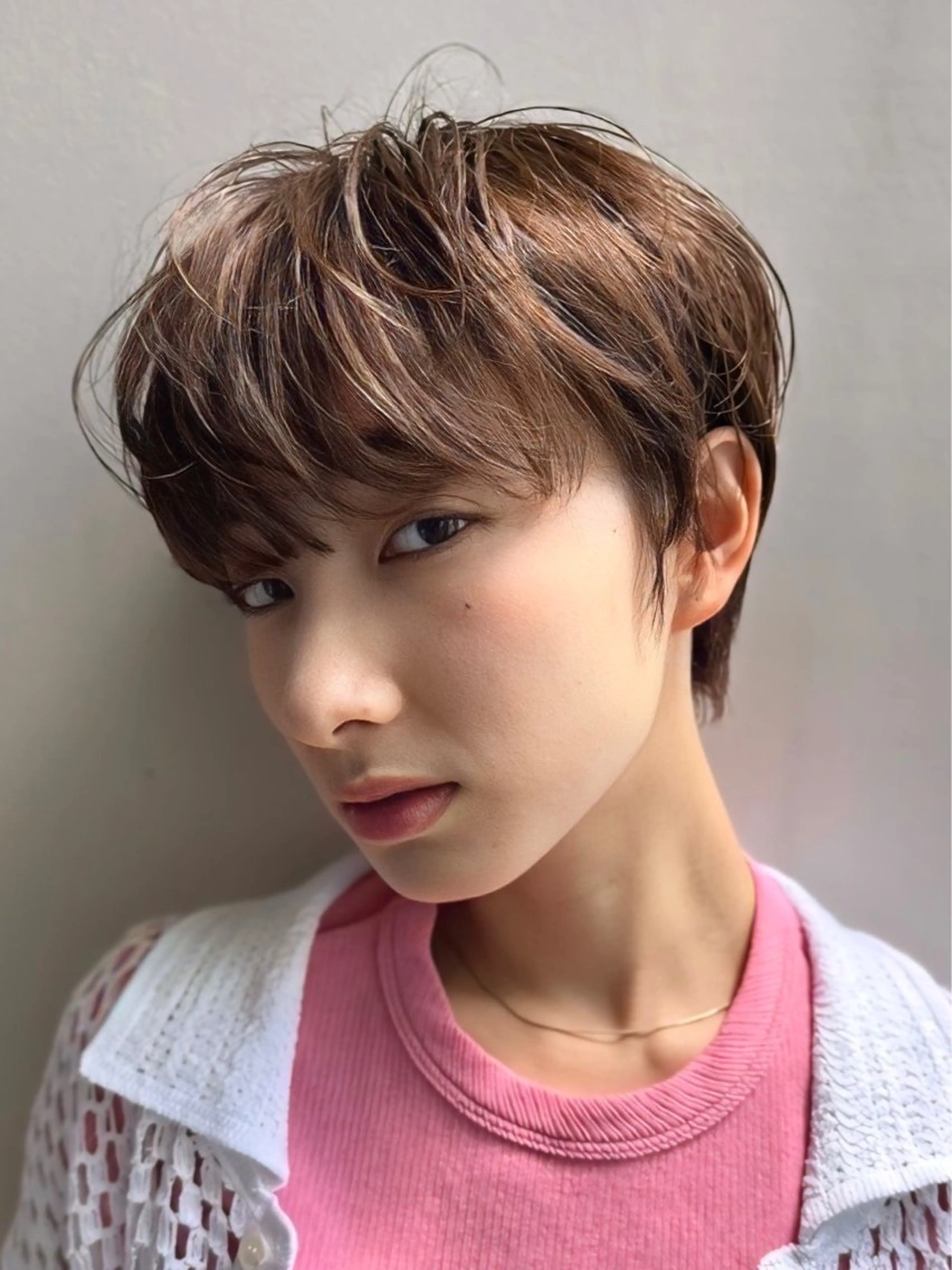 ショート カラー ブリーチ 透明感カラー メンズパーマ&メンズ 縮毛矯正/平野/渋谷のヘアスタイル