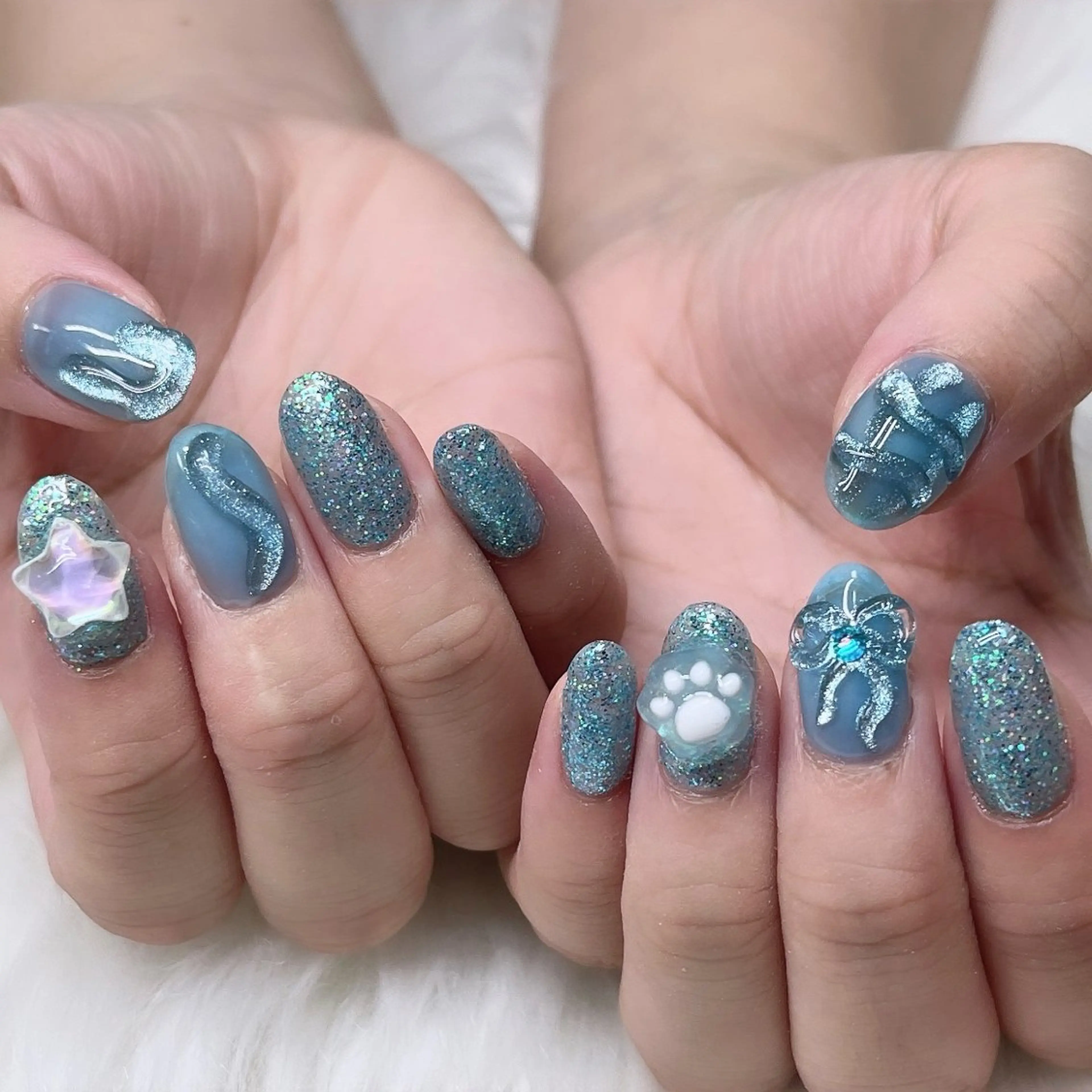 ネイル アートネイル キラキラネイル 韓国ネイル ラメ(グリッター) ロングネイル 🐕🦺Yappy 💗A-tanのネイルデザイン