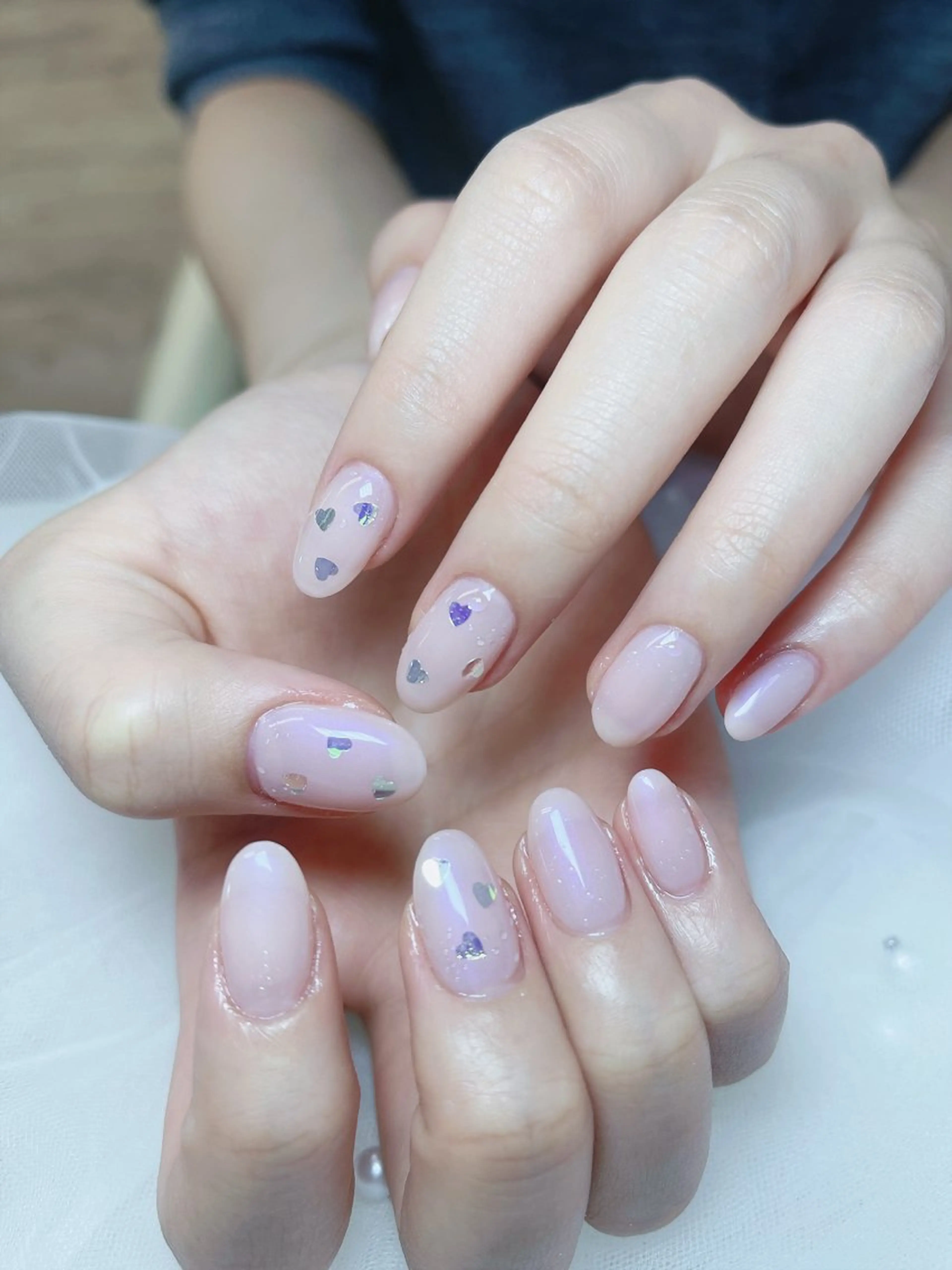 ネイル チークネイル フレンチネイル グラデーション キラキラネイル 韓国ネイル ハンドネイル DUO MI nail salonのネイルデザイン