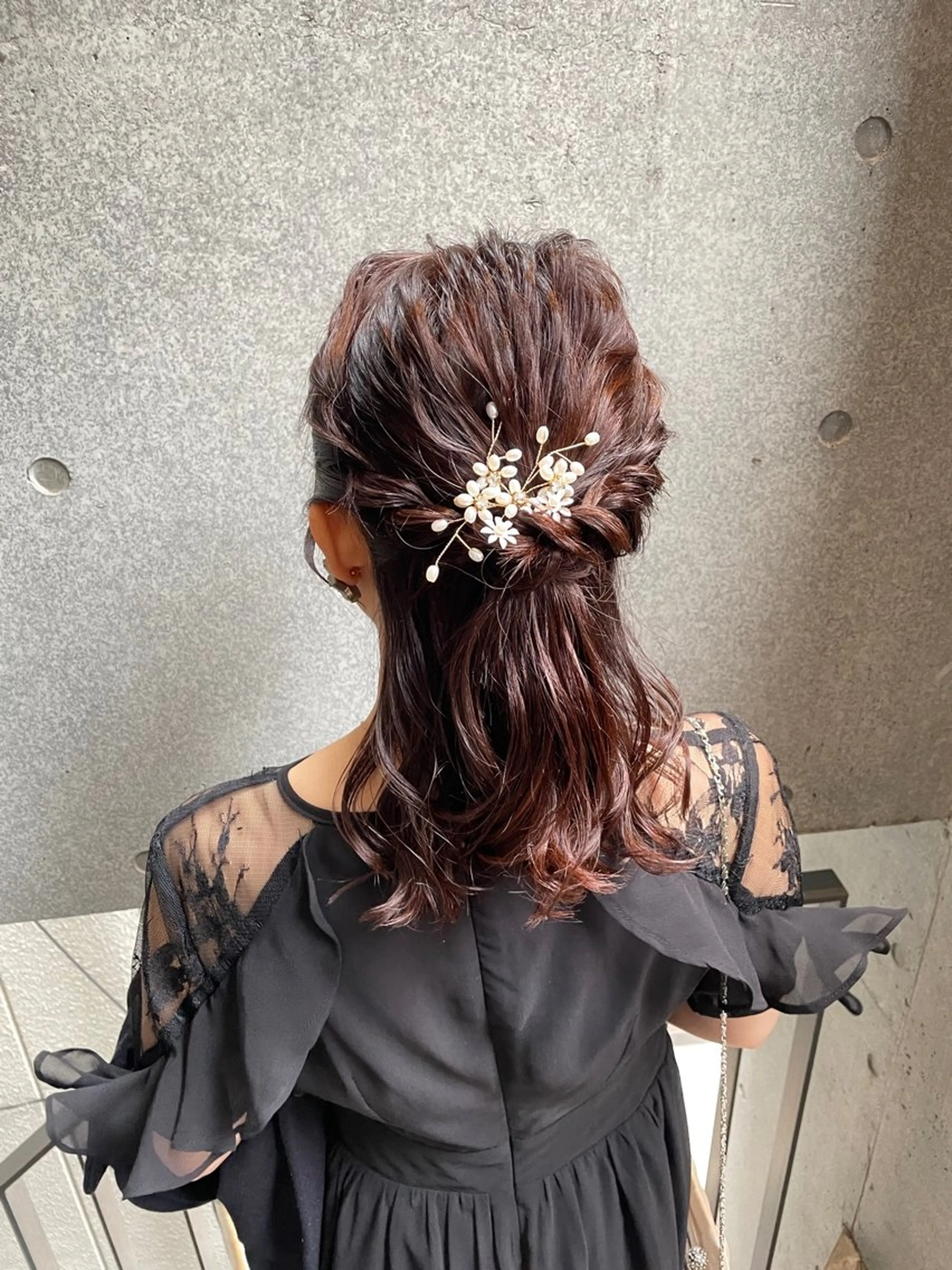 ミディアム ヘアアレンジ ヘアセット 暖色カラー/ アレンジ/篠崎渚彩のヘアスタイル