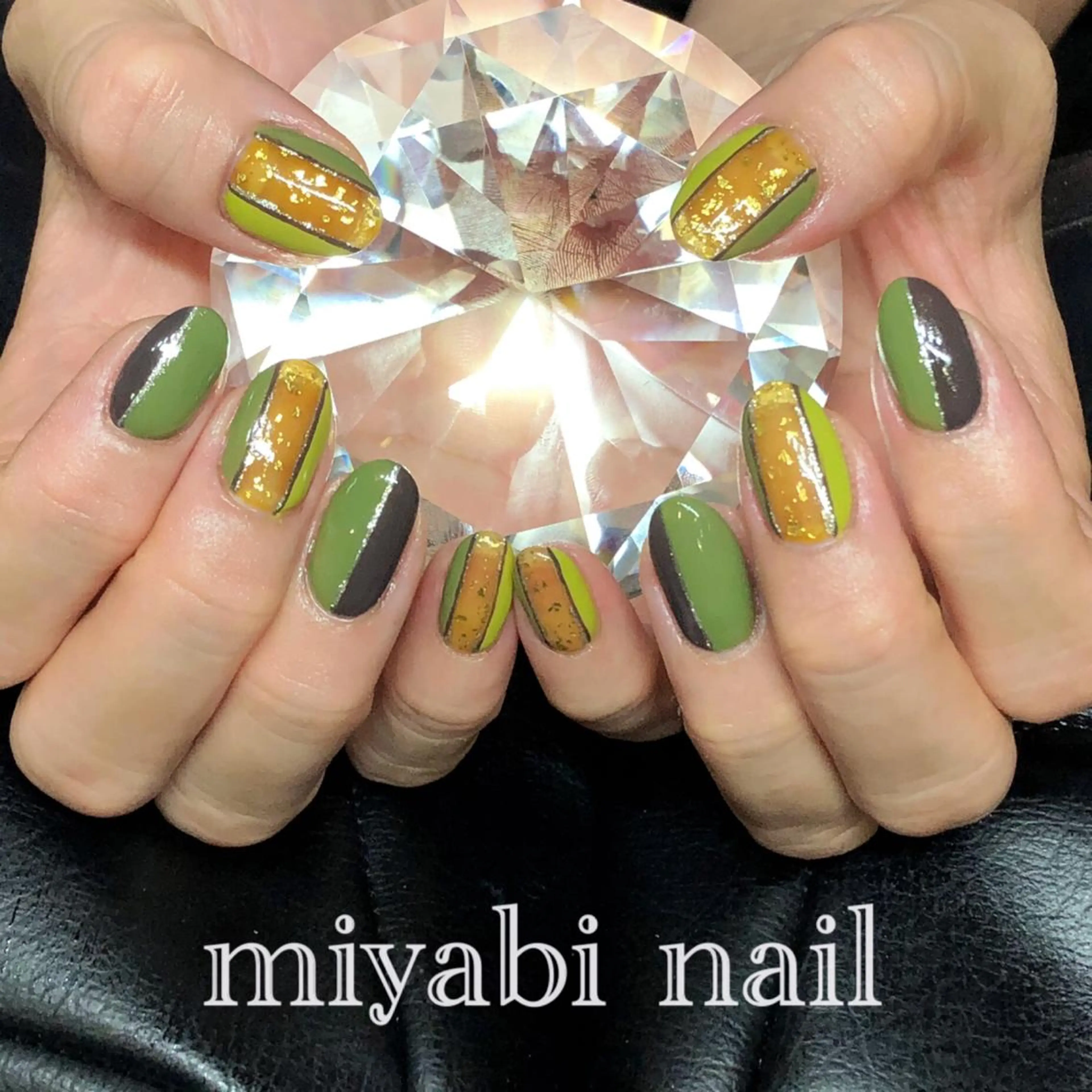 ネイル アートネイル グリーン 持ち込み ピスタチオネイル ハンドネイル miyabi nail 桂川駅近くのネイルデザイン