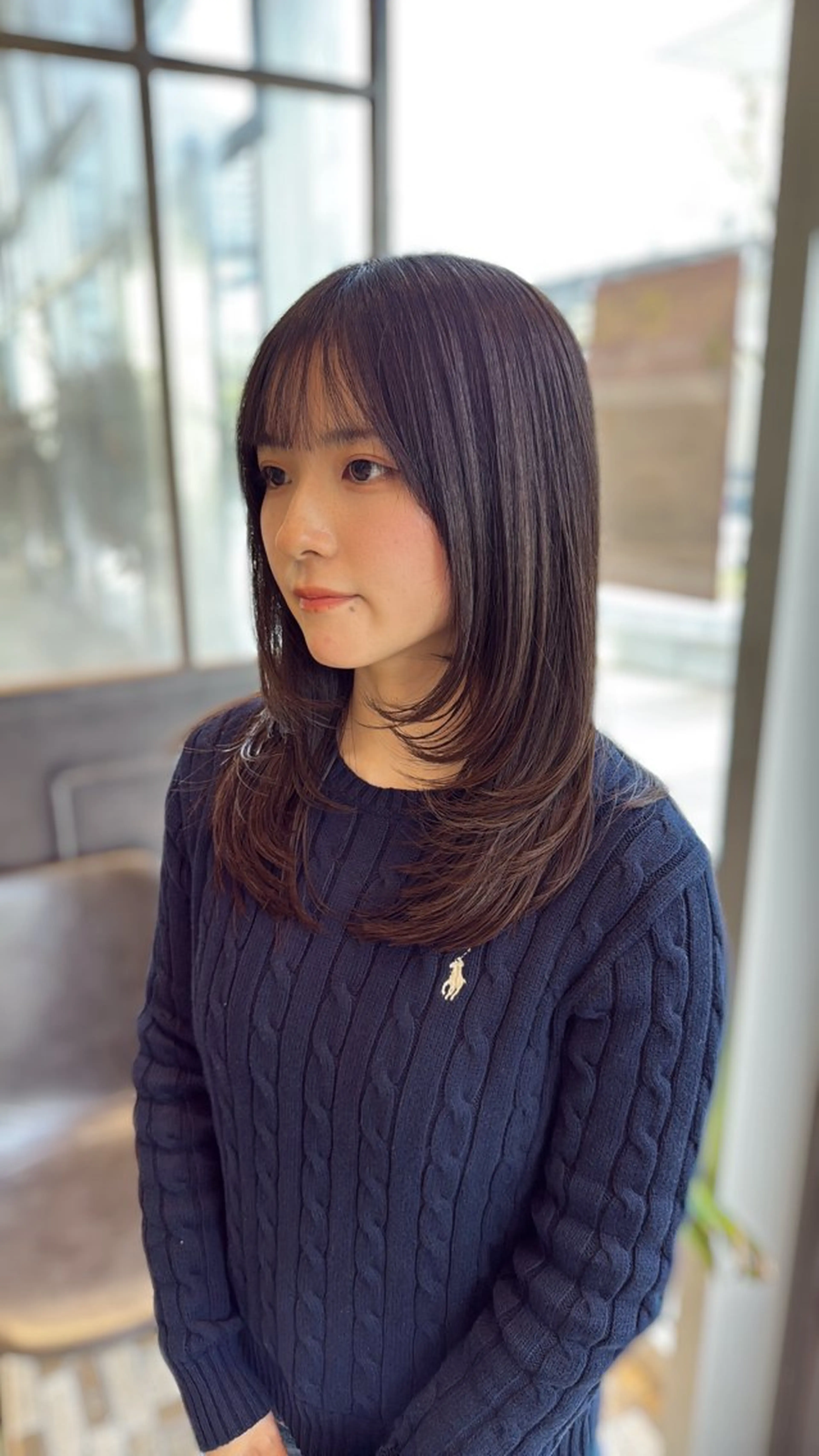 セミロング カット ヘアカラー レイヤーカット /momocaのヘアスタイル