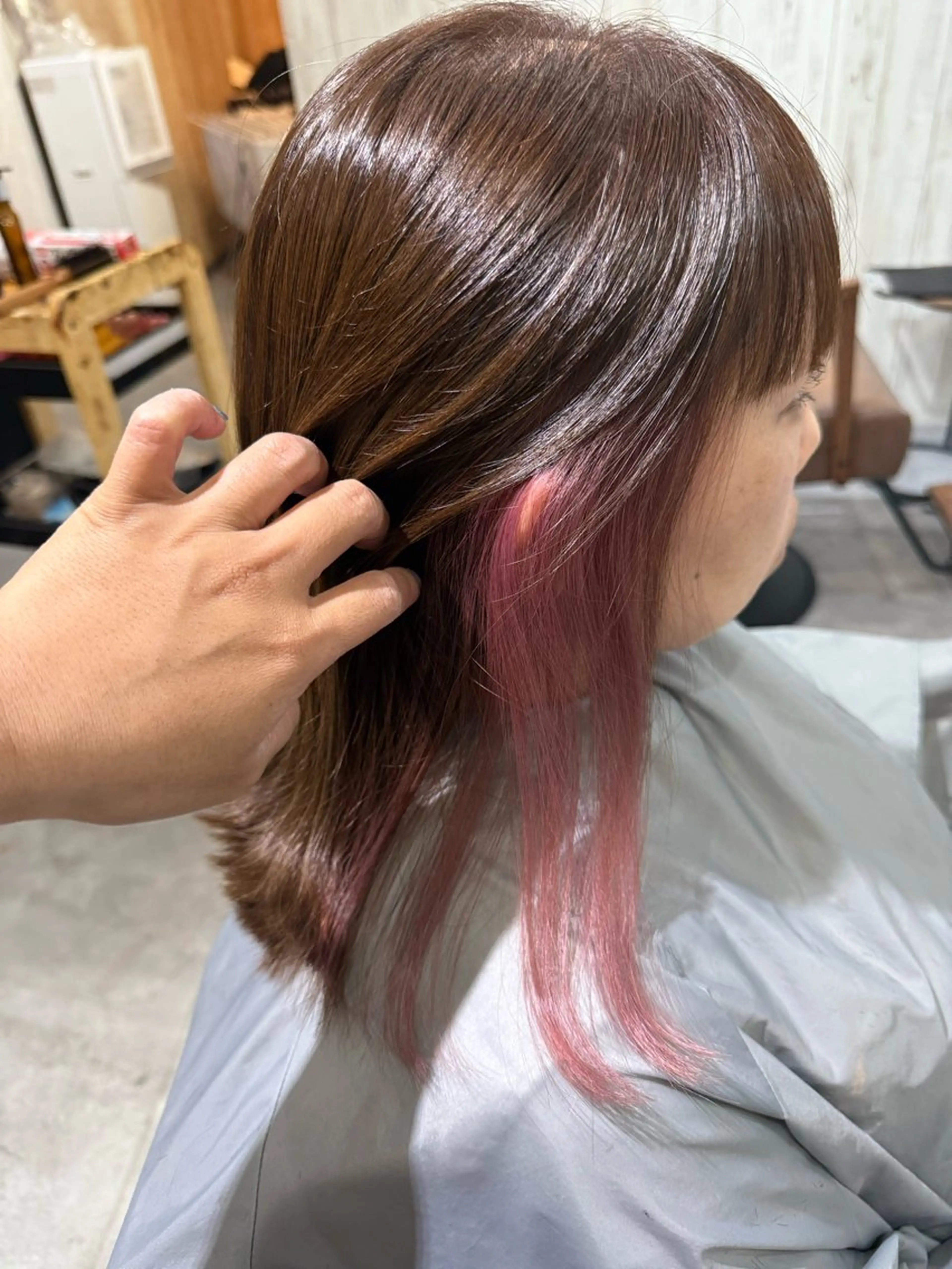 ミディアム カラー ピンクカラー ヘアカラー Bish Yanaのヘアスタイル