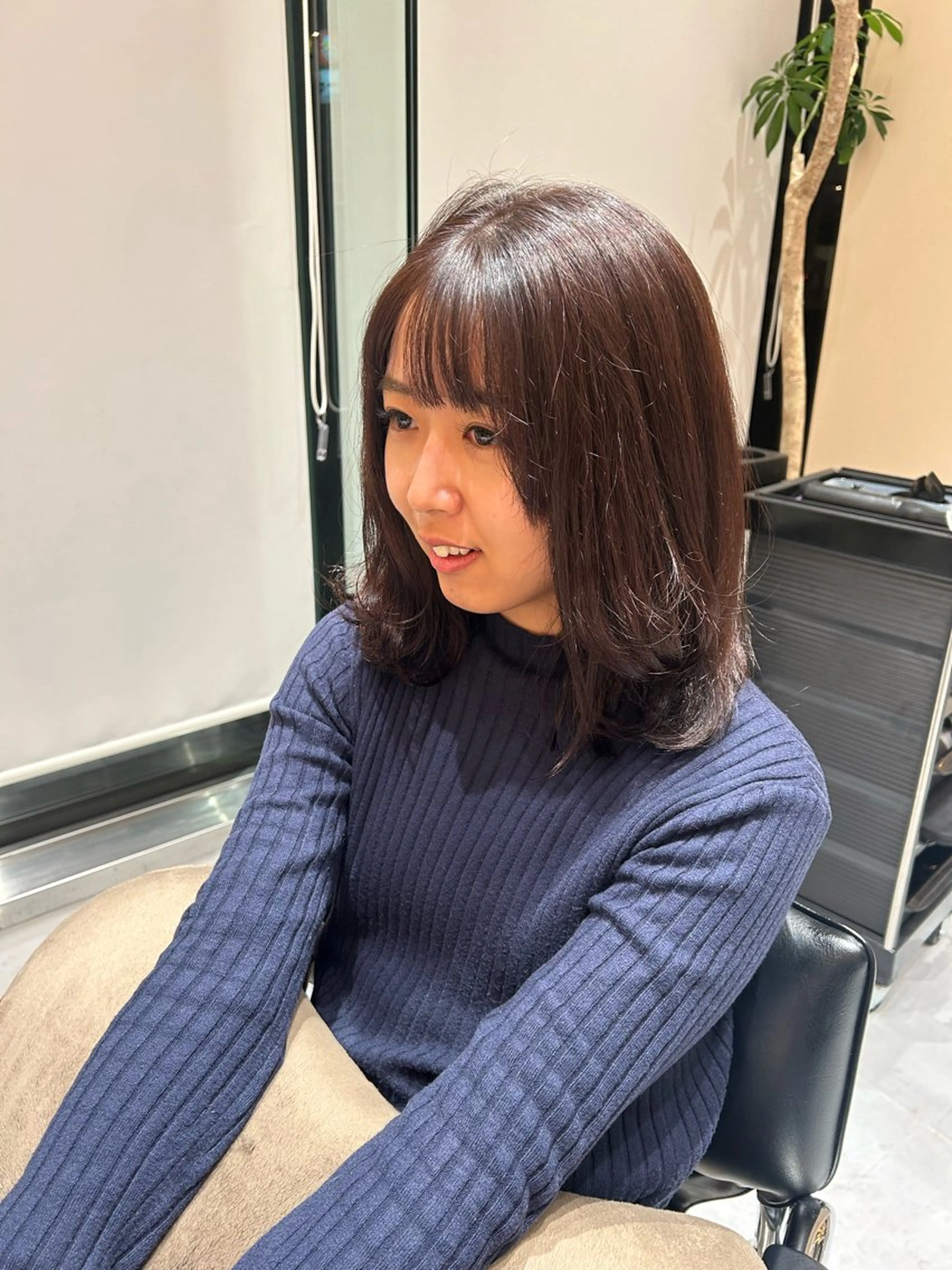 セミロング カラー パーマ ストレートパーマ ヘアカラー トリートメント ヘアセット 大人可愛い/レイヤー /艶カラー🪼風香のヘアスタイル