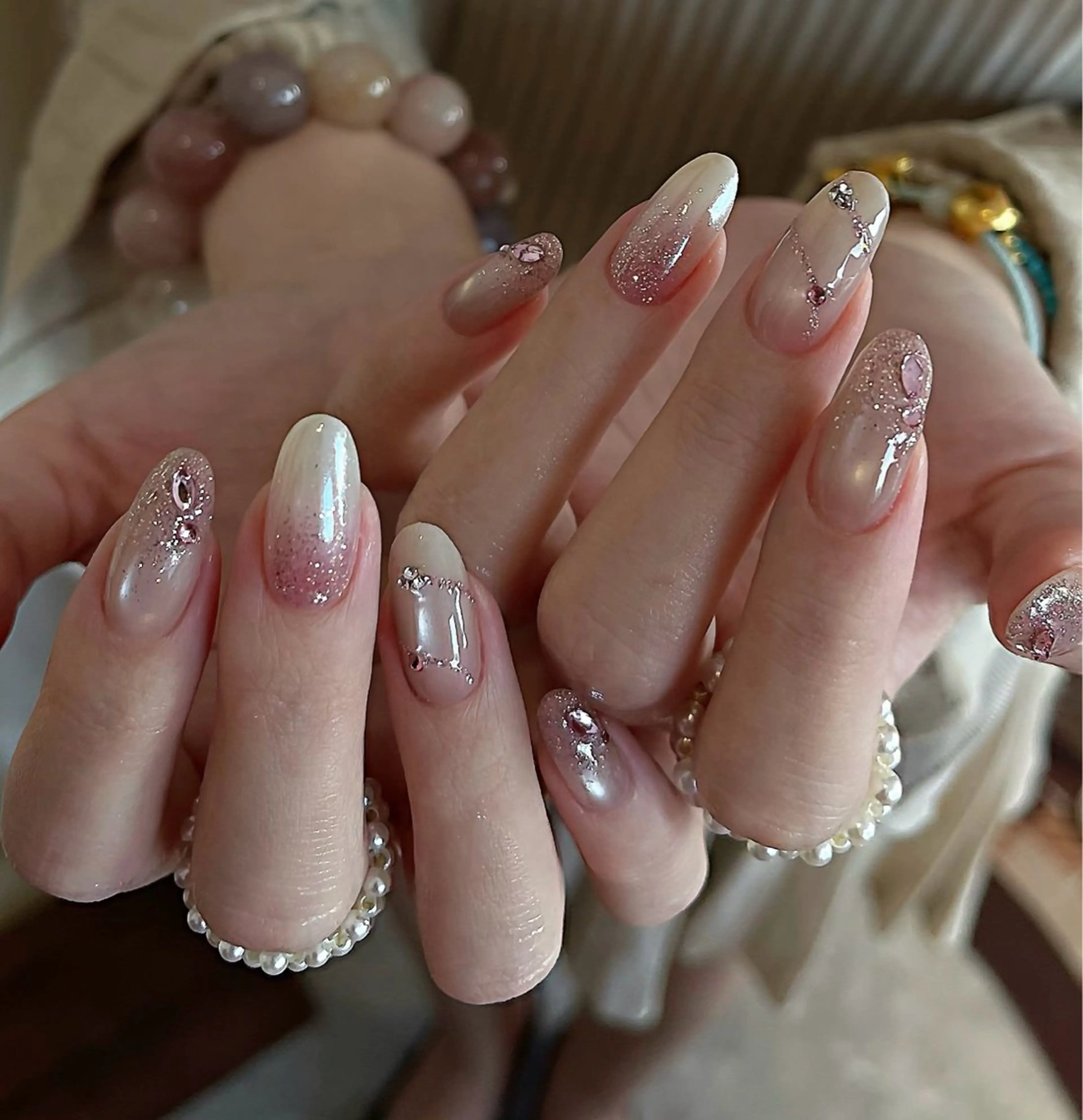 ネイル べっ甲ネイル チークネイル 成人式 長さ出し フラッシュネイル ハンドネイル ハンドケア For you. Nail Salonのネイルデザイン