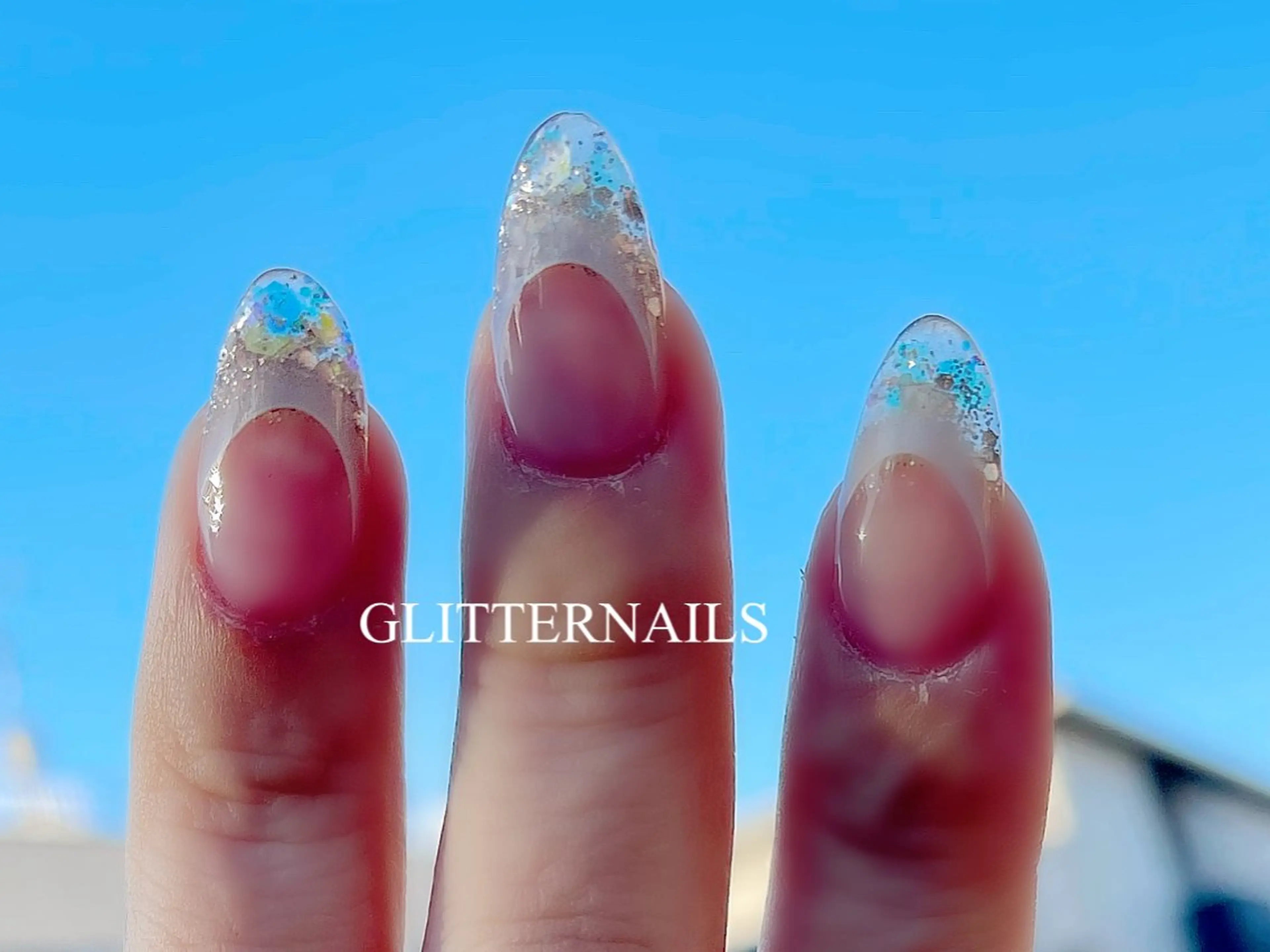 ネイル クリアネイル キラキラネイル ハンドネイル GLITTER NAILS高速長田のマツエク・マツパデザイン