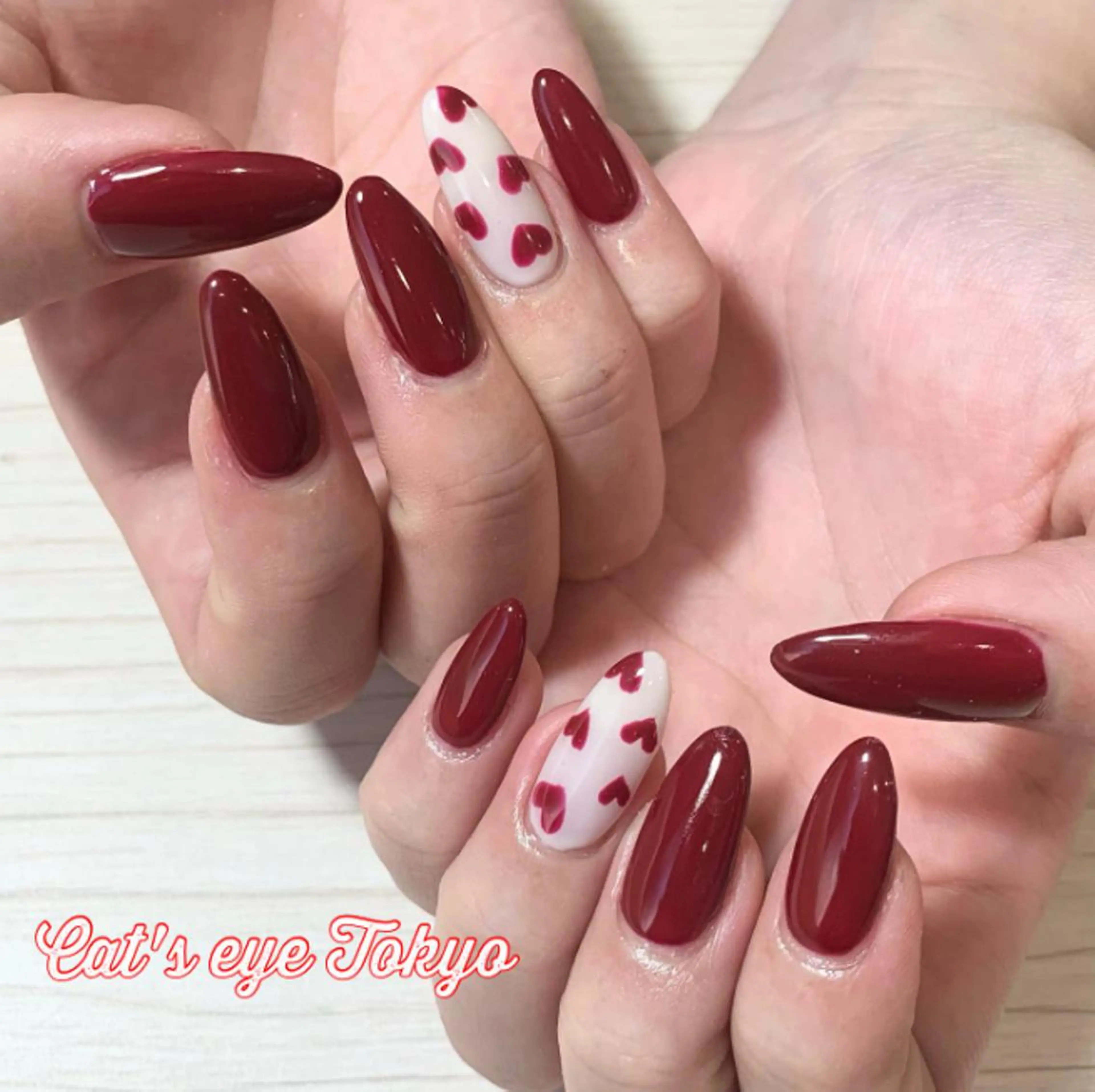 ネイル アートネイル フレンチネイル ジェルネイル ハート マグネットネイル Cat's eye TOKYO 新宿店のネイルデザイン