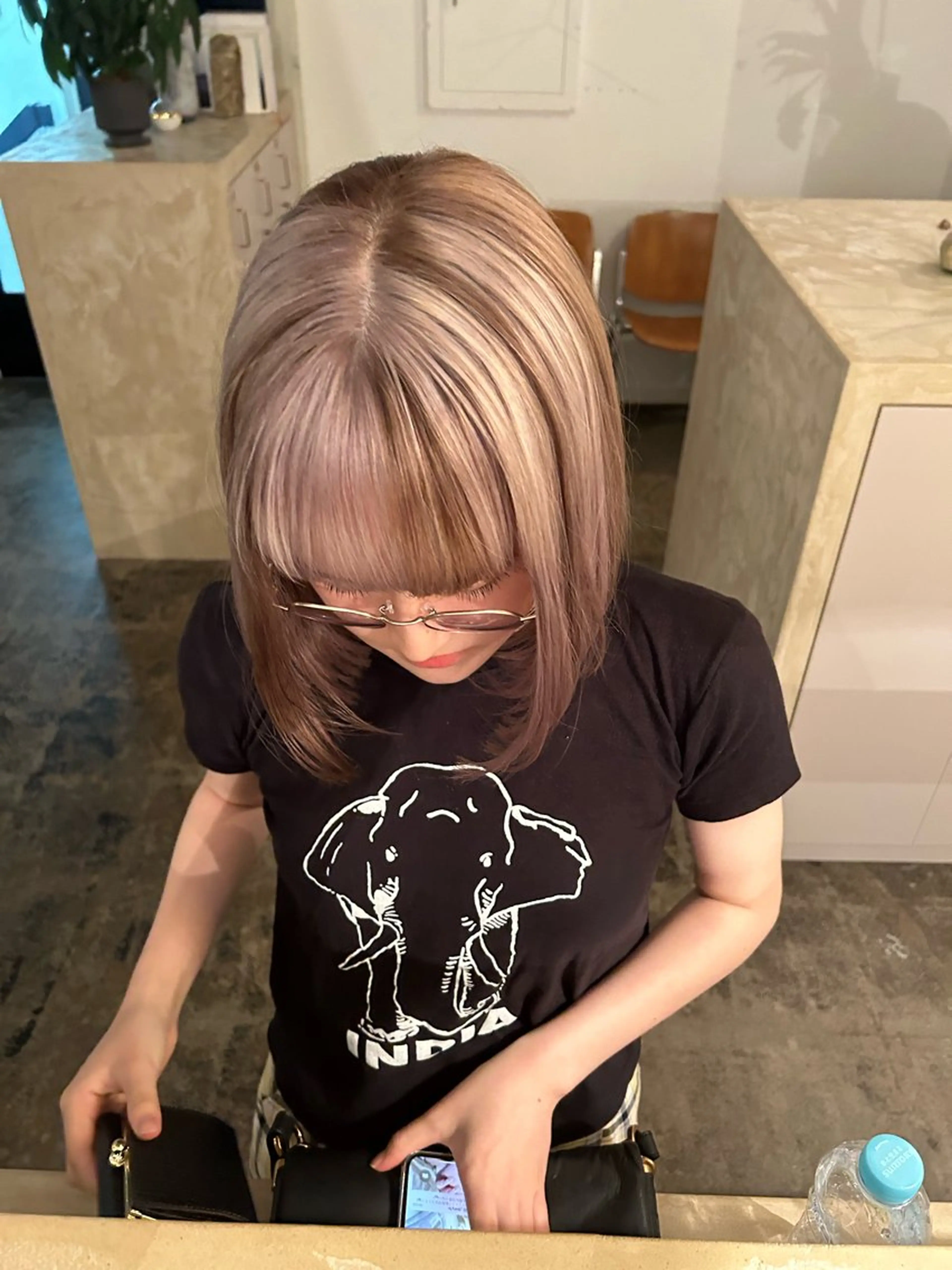 ミディアム カラー ベージュカラー ブラウンカラー デザインカラー Terve. 水野 菜々香のヘアスタイル