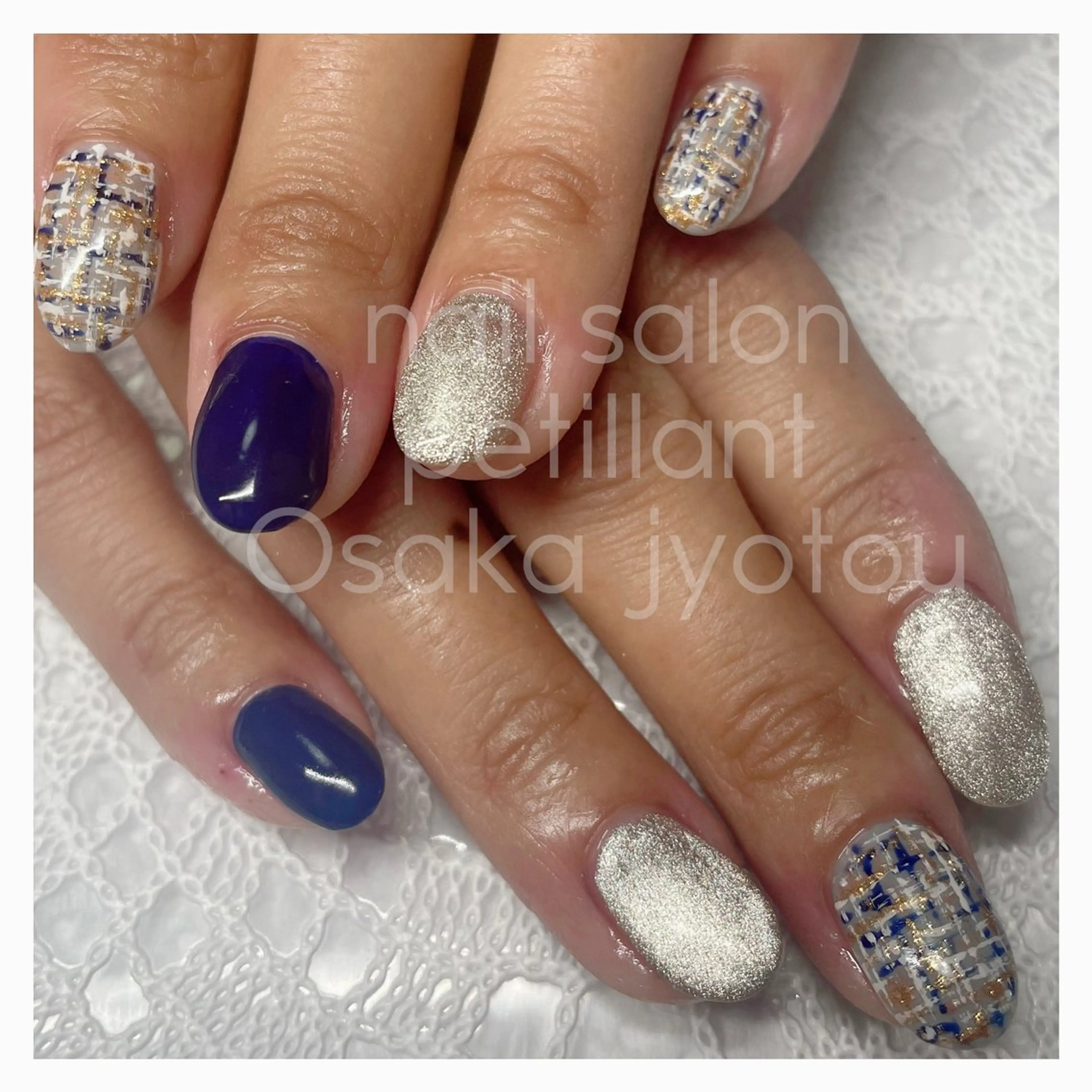 ネイル マグネットネイル ツイードネイル nail salon petillantのネイルデザイン