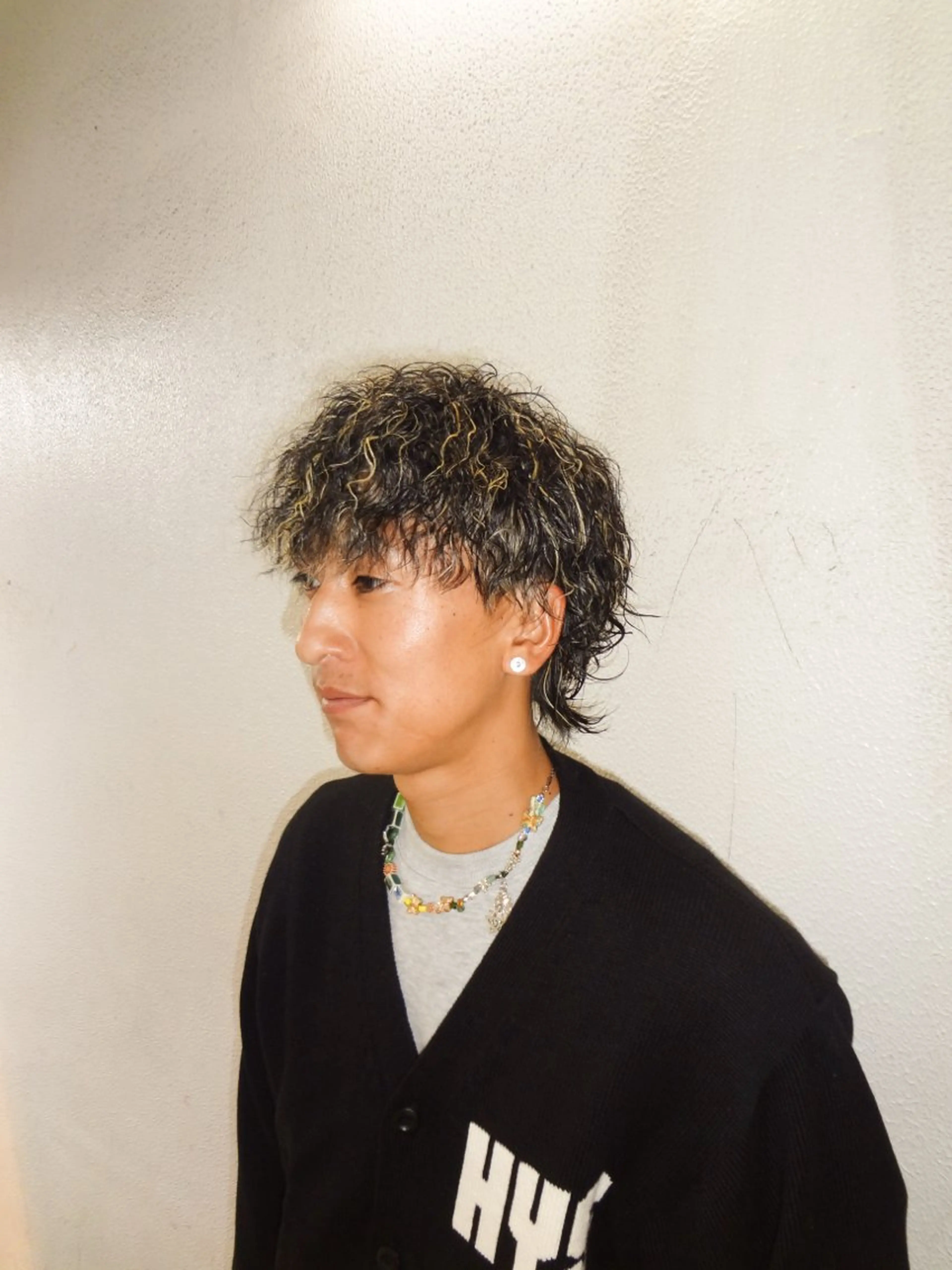 ミディアム パーマ メンズ カット パーマ 葛西/barber/ 相山琉磨のヘアスタイル