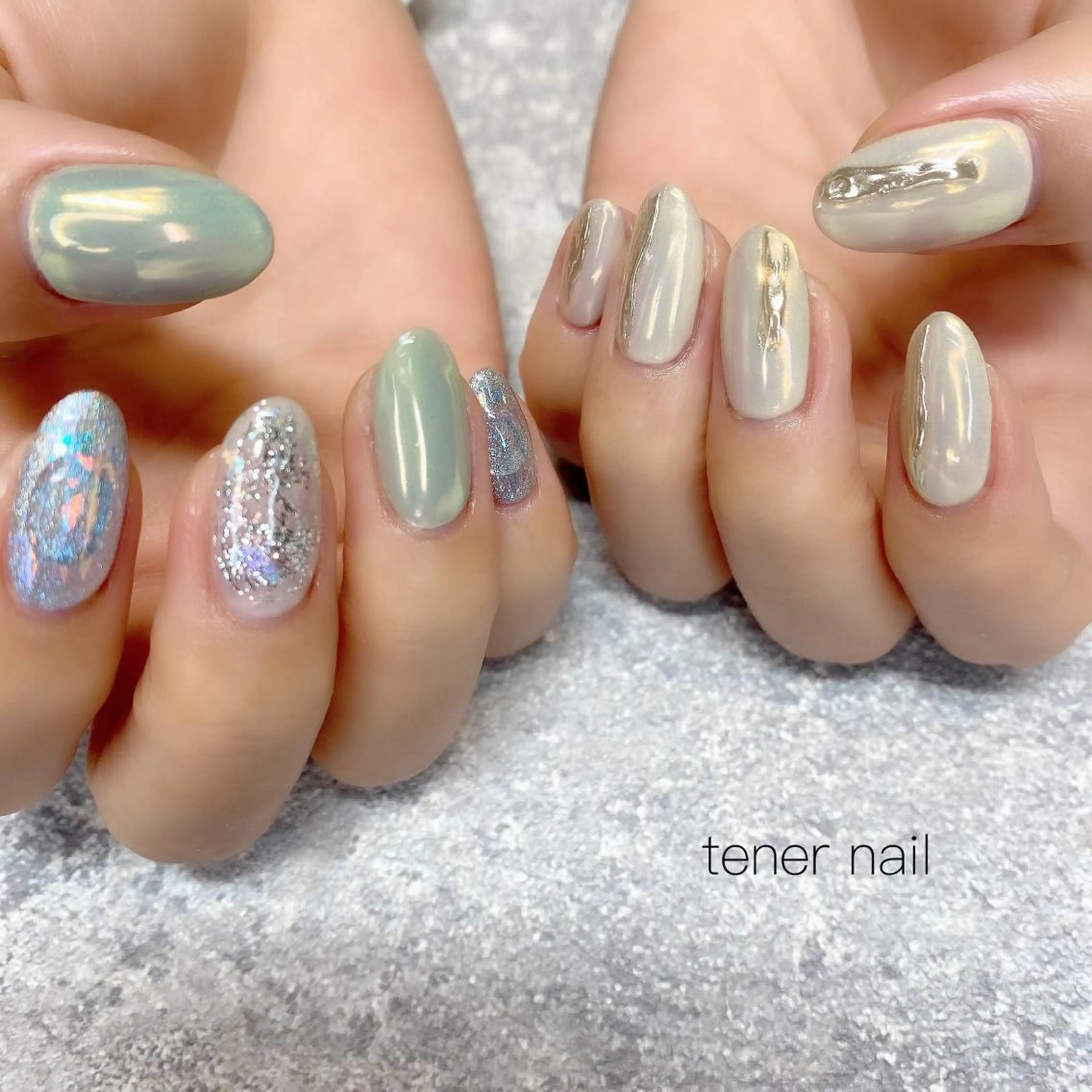 ネイル オーロラネイル キラキラネイル ニュアンスネイル テネルネイル tener nailのネイルデザイン
