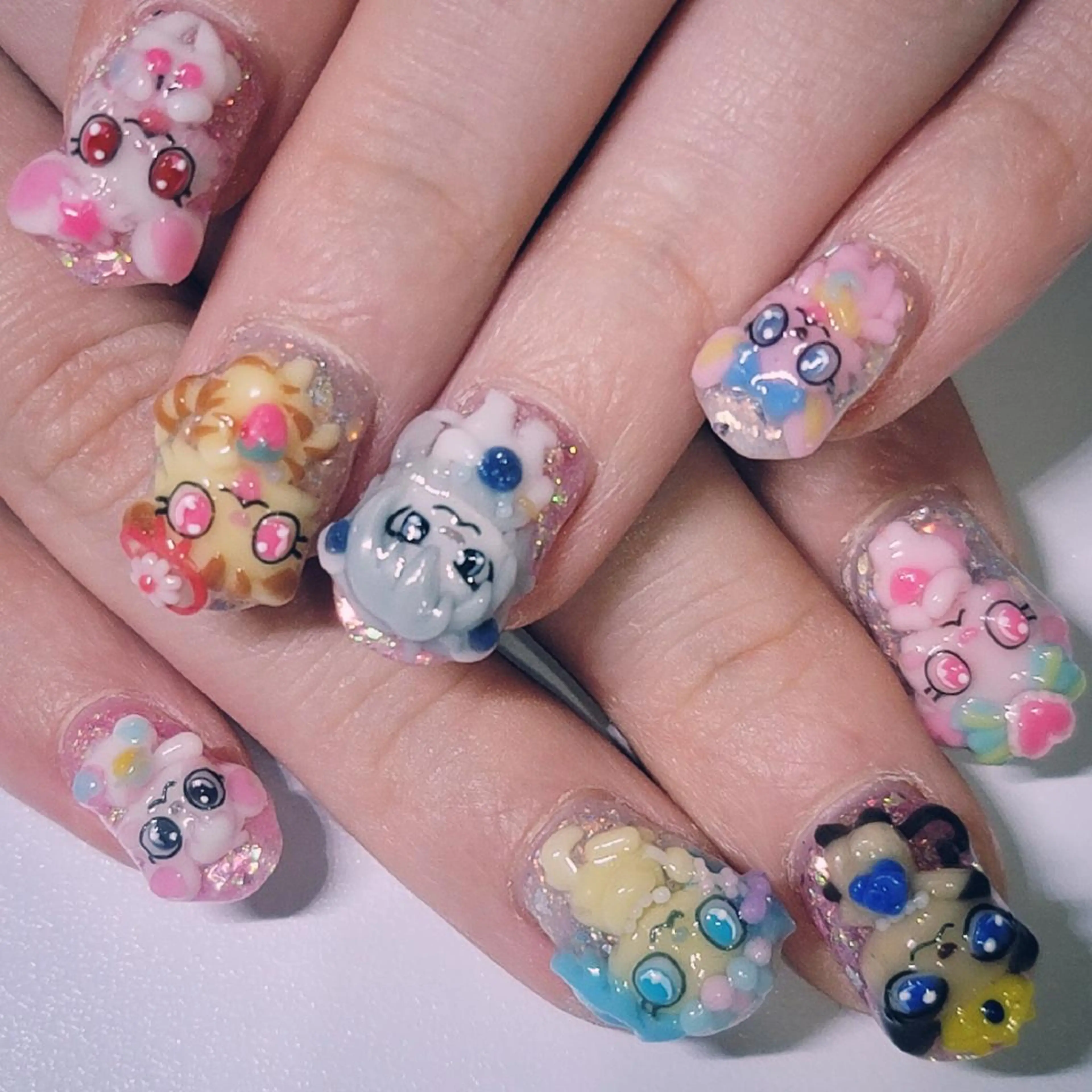 ネイル アートネイル ラメ(グリッター) ピンク ホワイト ハンドネイル よしだ ひろきのネイルデザイン