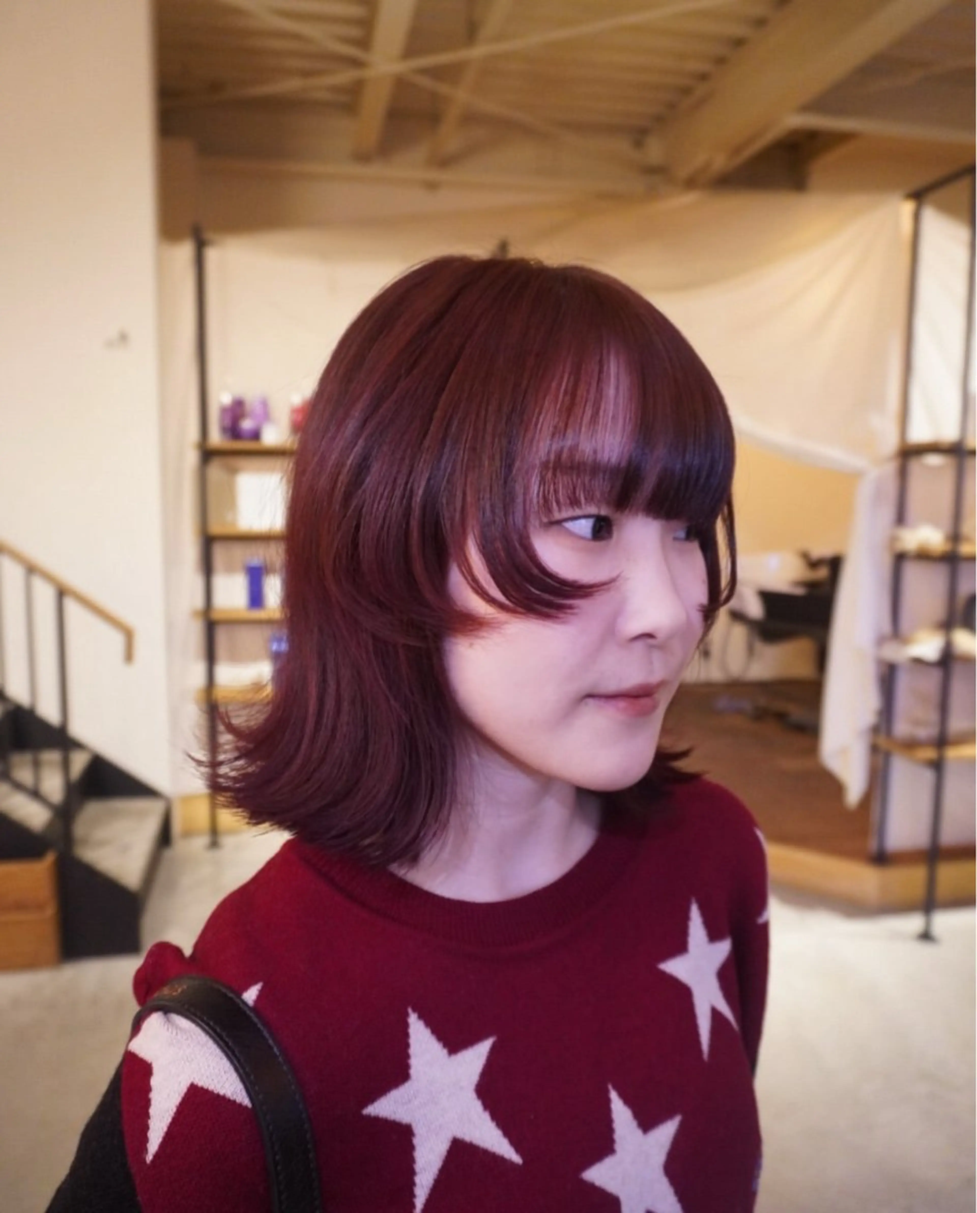 カラー レッドカラー 暖色カラー/艶髪/ 韓国/ひなのヘアスタイル