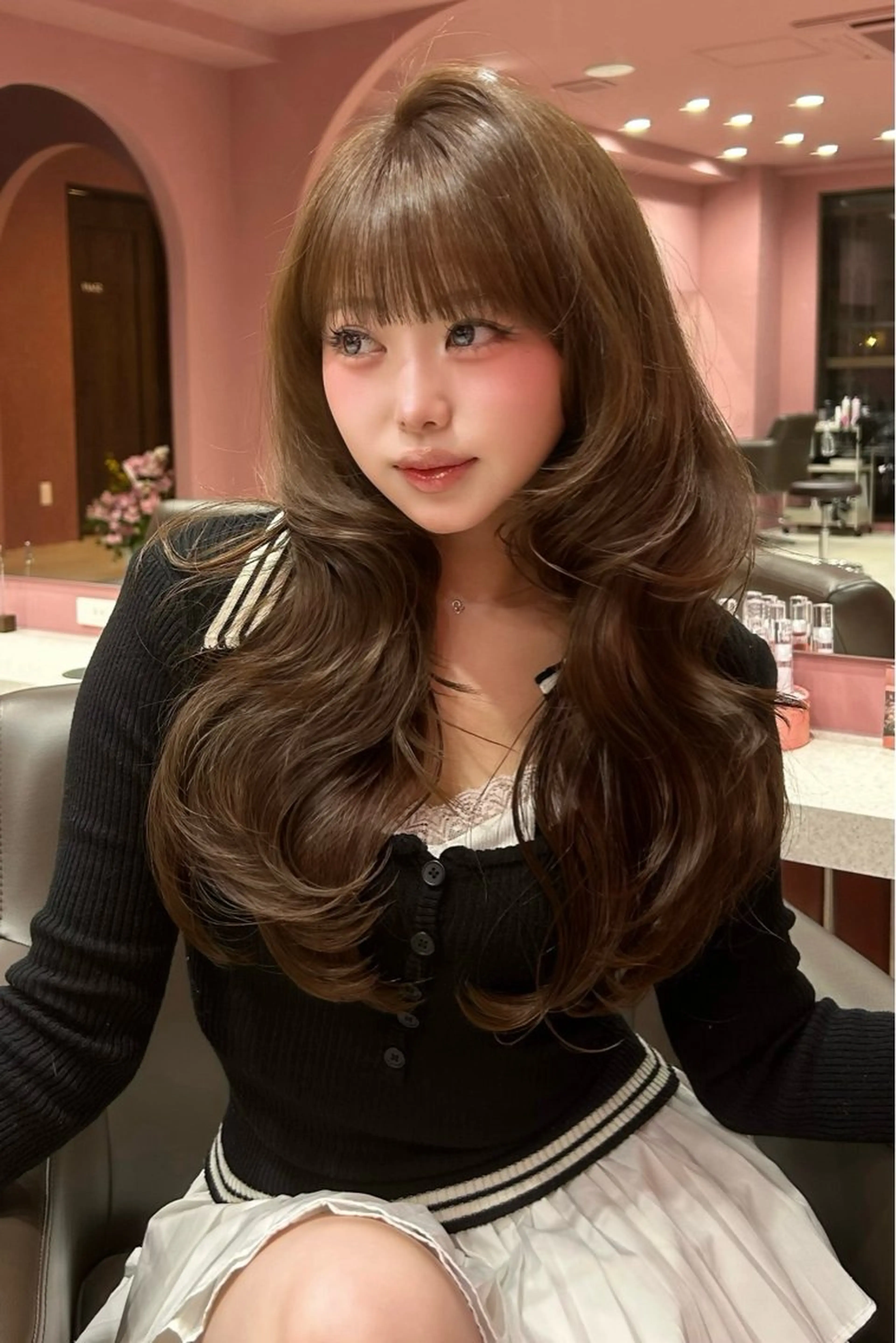 ロング カラー ベージュカラー ブリーチ ダブルカラー ブリーチなしカラー 小顔カット カット ヘアカラー トリートメント 原宿／ワンホンヘア SAAYA🖤のヘアスタイル