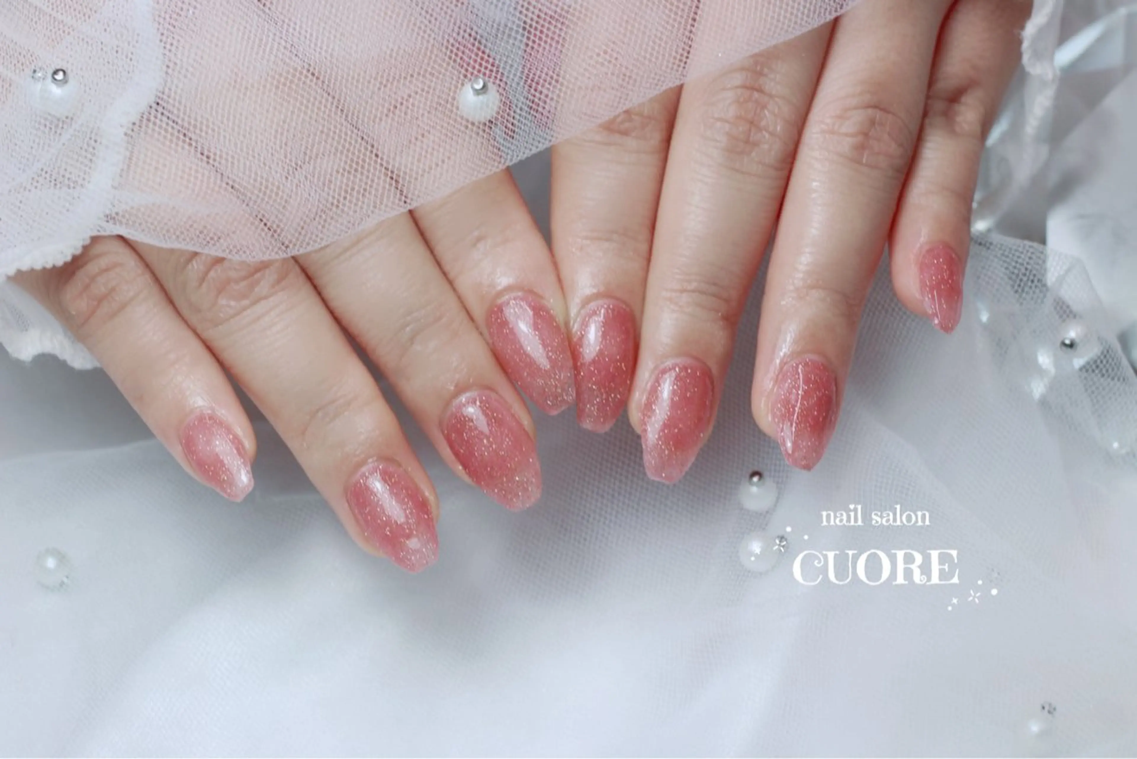 ネイル フラッシュネイル ワンカラーネイル ピンク シンプルネイル ハンドネイル nail salon CUOREのネイルデザイン