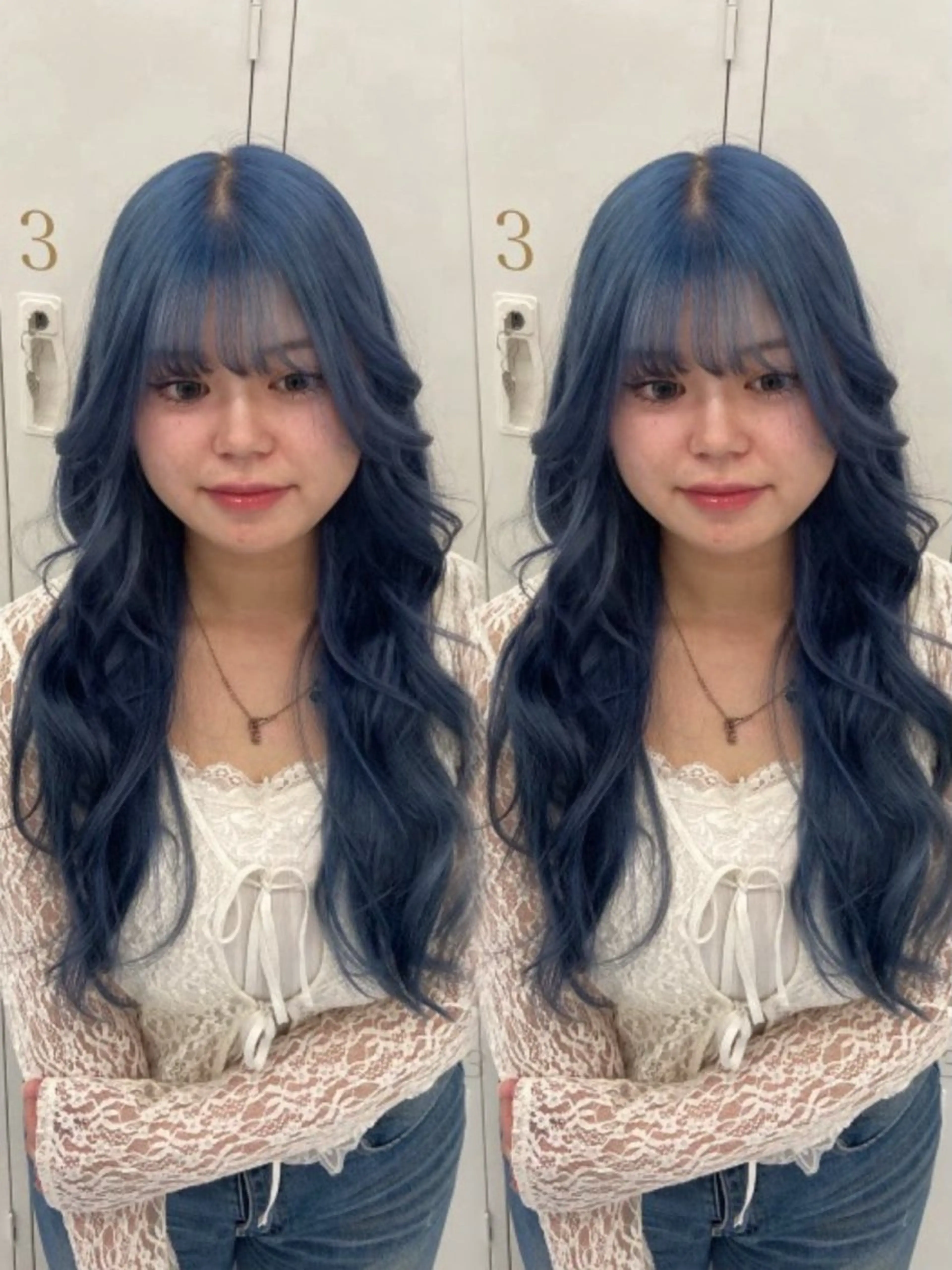 ロング カラー ヘアアレンジ ブルーカラー ヘアカラー トリートメント girlyハイトーン /airi🍓🎀のヘアスタイル