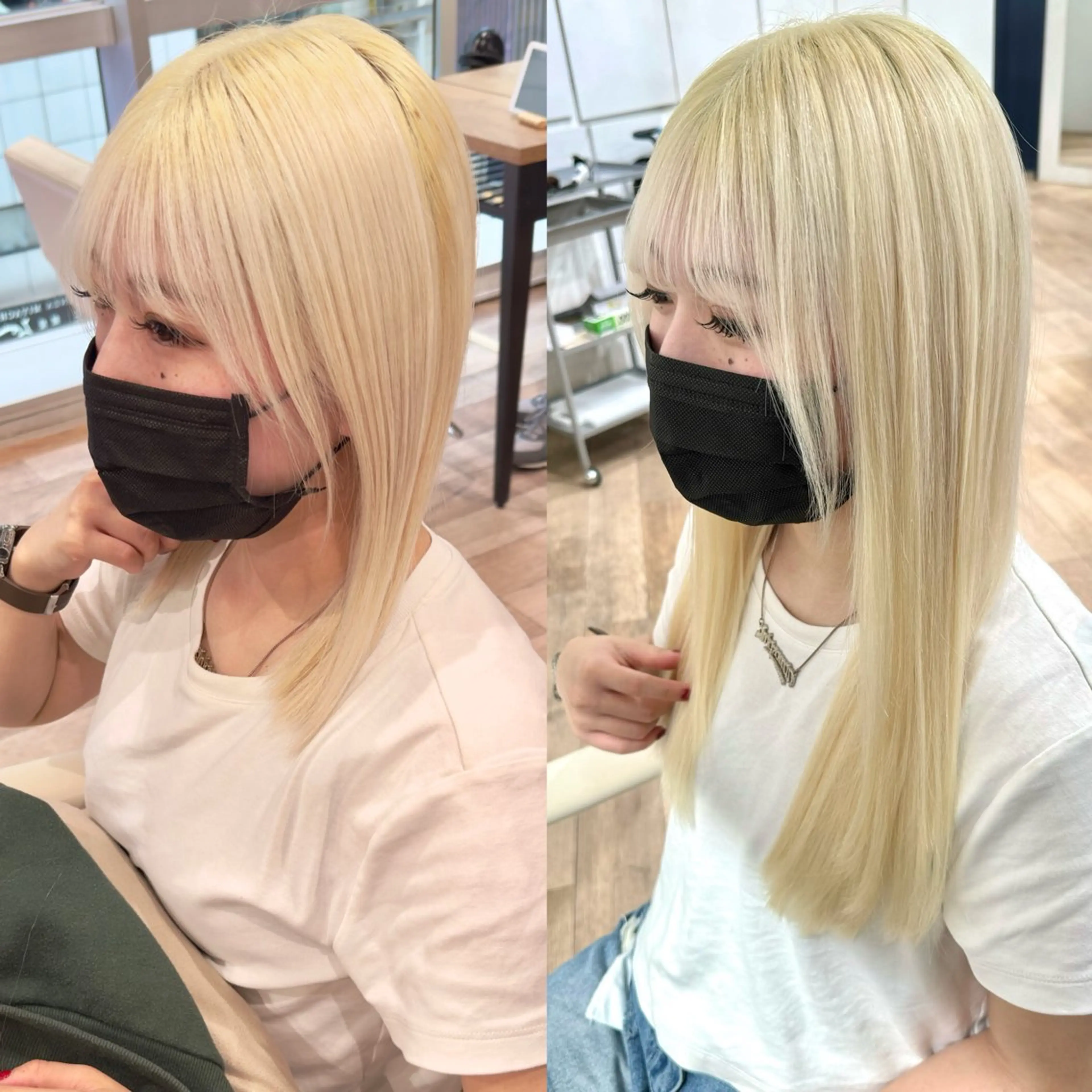 ロング カラー シールエクステ エクステ 前髪/顔まわりカット 艶髪/髪質改善/縮毛のヘアスタイル