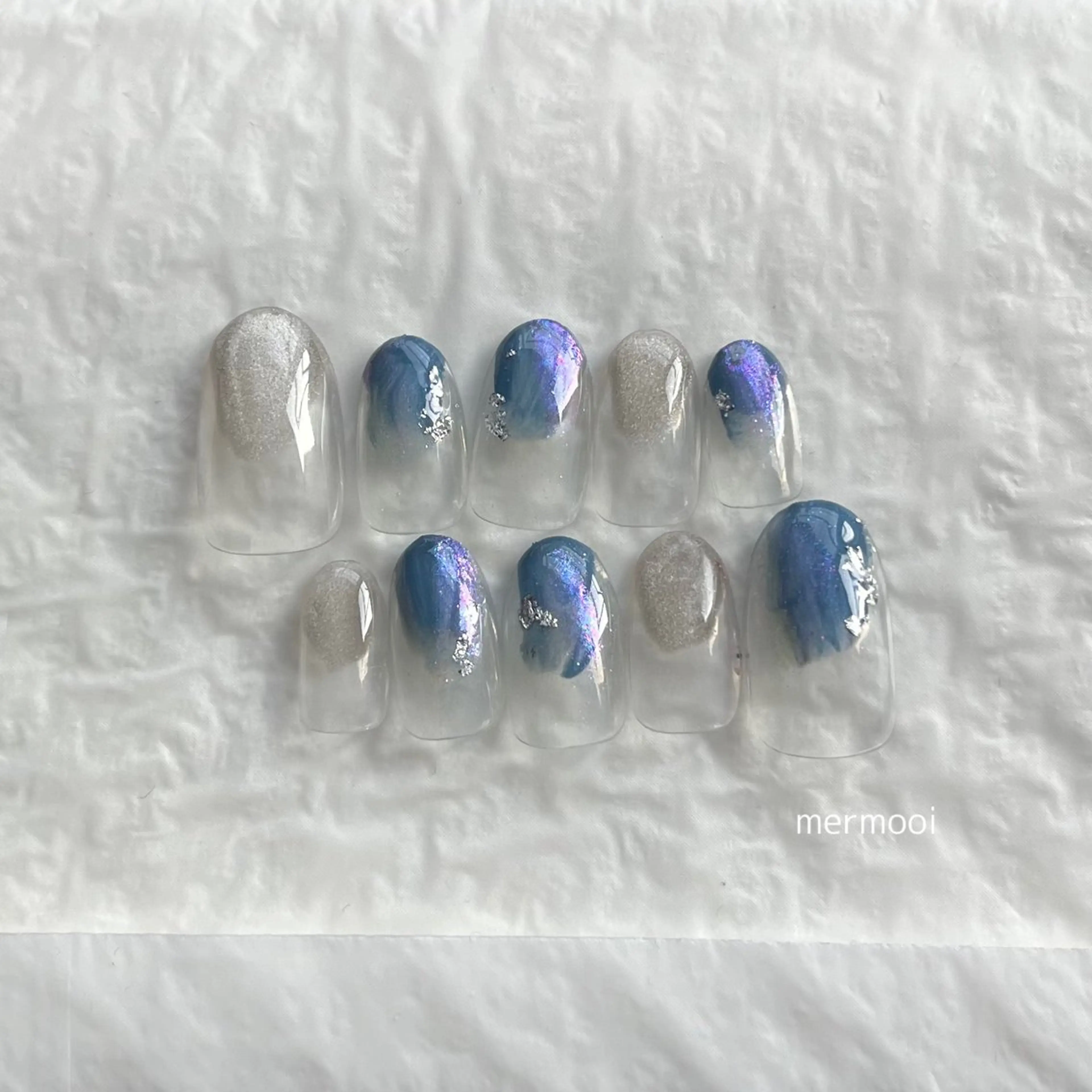 ネイル クリアネイル ジェルネイル 韓国ネイル マグネットネイル ミラーネイル melumooi nailのネイルデザイン
