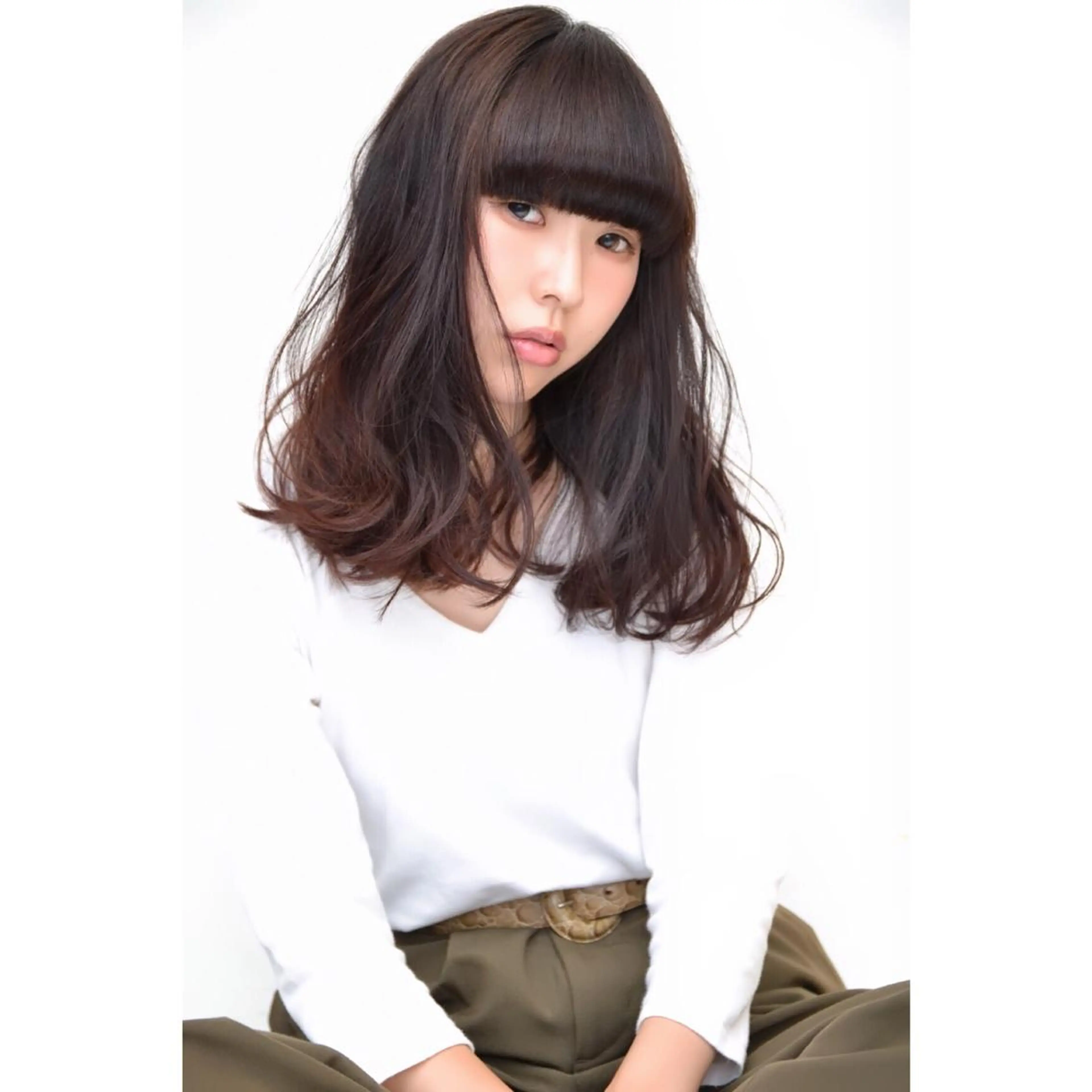 ミディアム セミロング ロング カラー ブルーカラー ブルーグレー ブルーグレージュ 透明感カラー グレージュ 江上拓郎/ショート /酸性ストレートのヘアスタイル