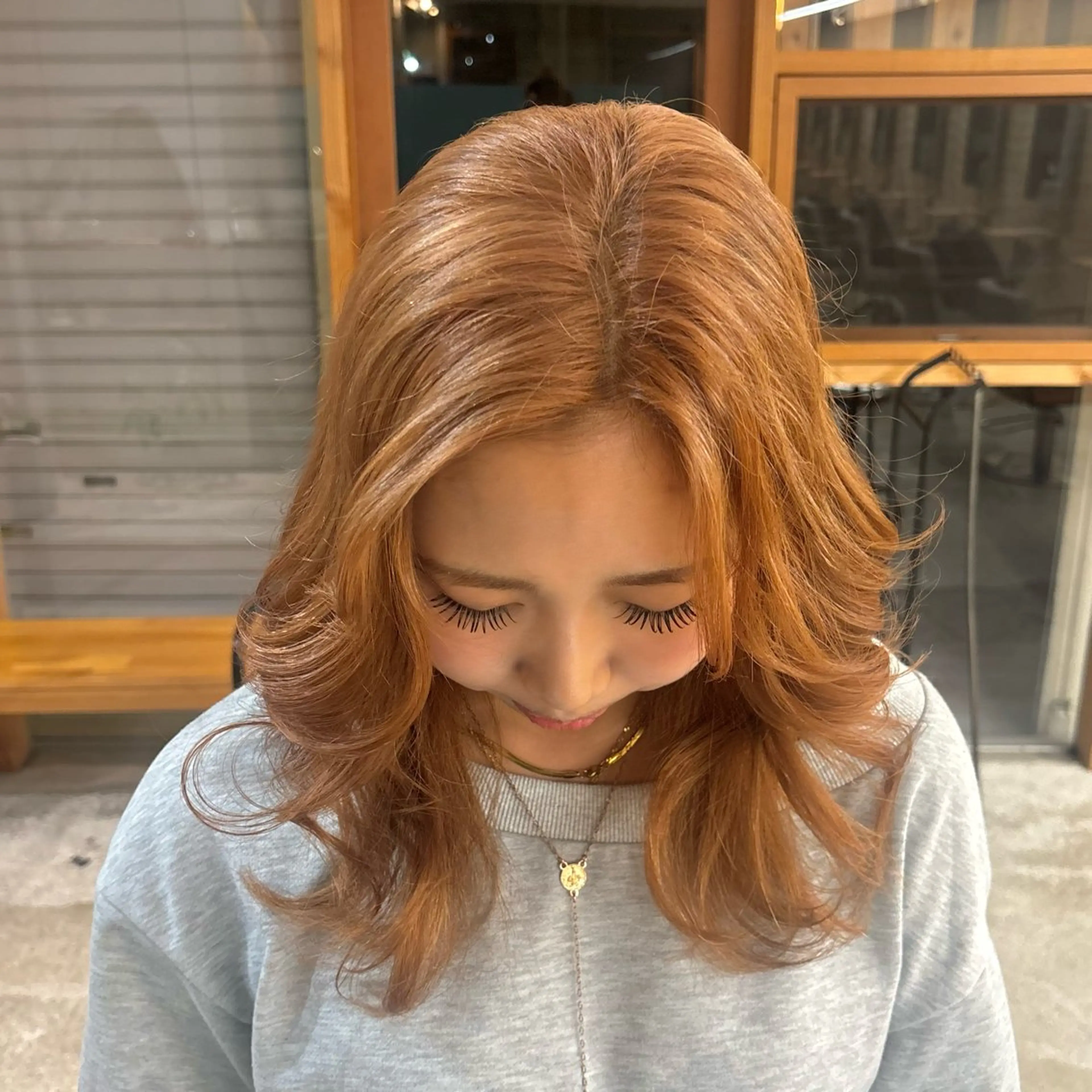 カラー ブラウンカラー オレンジ オレンジブラウン cipre 桃和のヘアスタイル