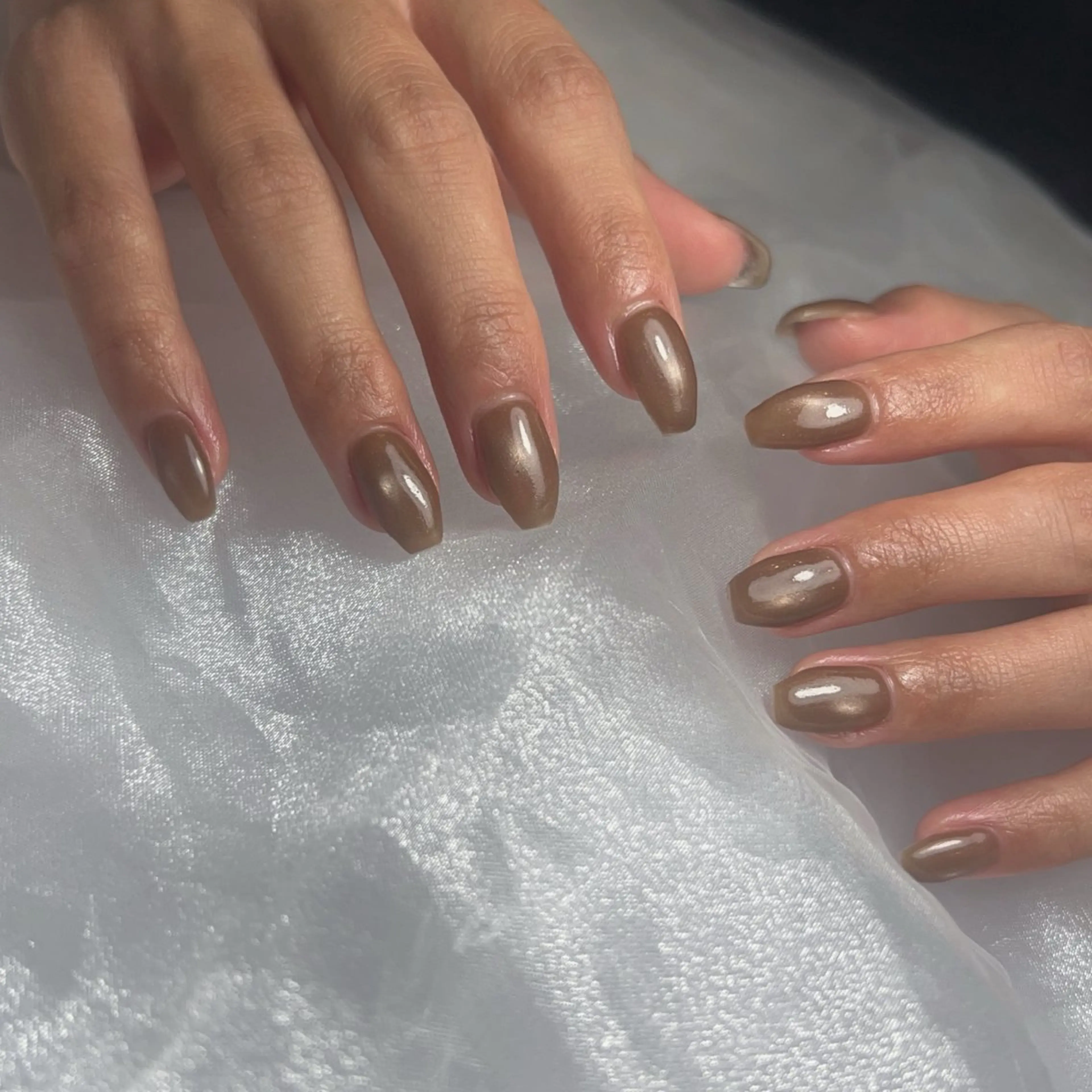 ネイル ブラウン マグネットネイル ハンドネイル LooP - RECO-のネイルデザイン