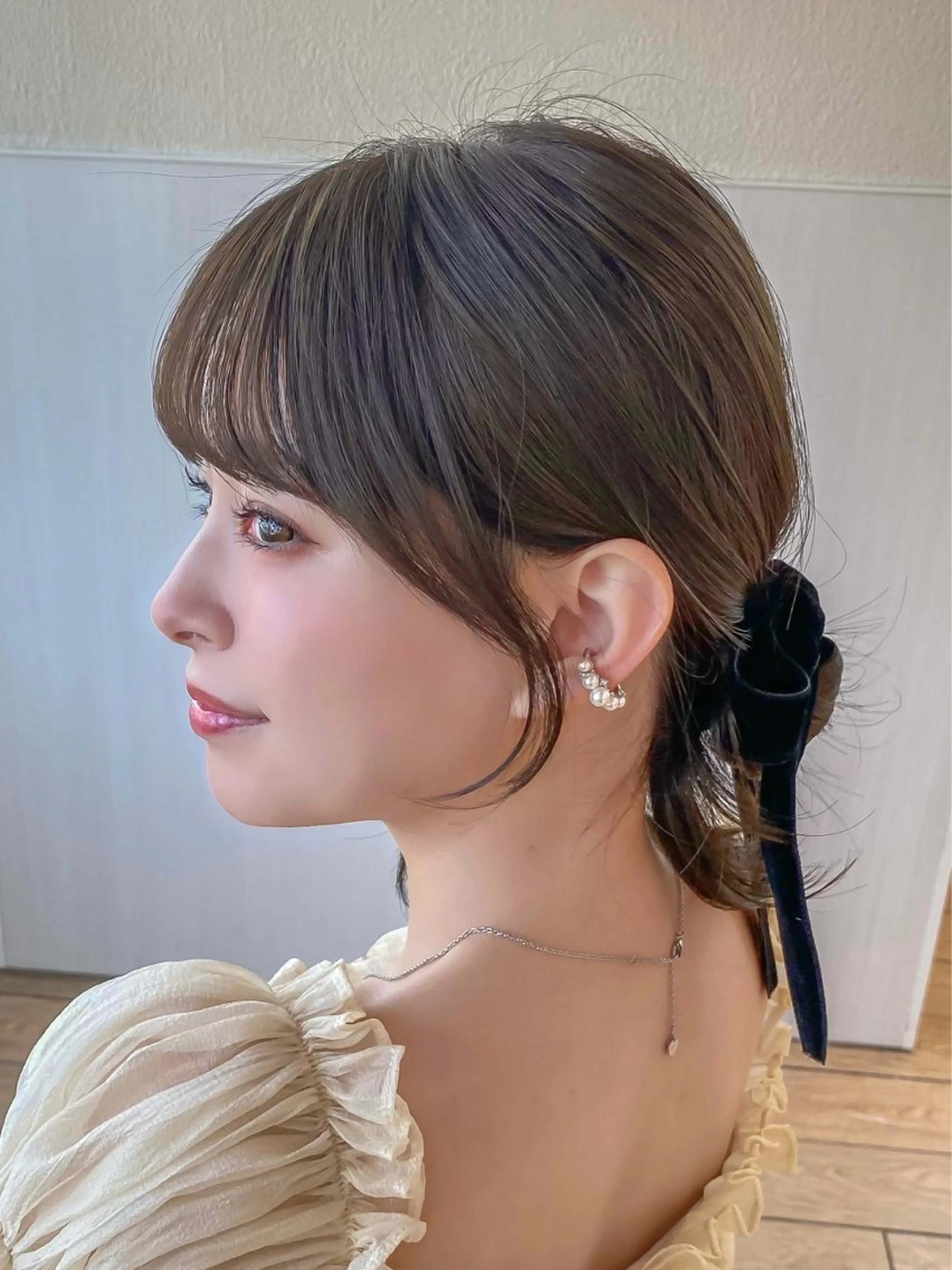 セミロング カラー ヘアアレンジ グレージュ オリーブグレージュ オリーブグレー カット RIHO/愛されモテ /透明感カラーのヘアスタイル