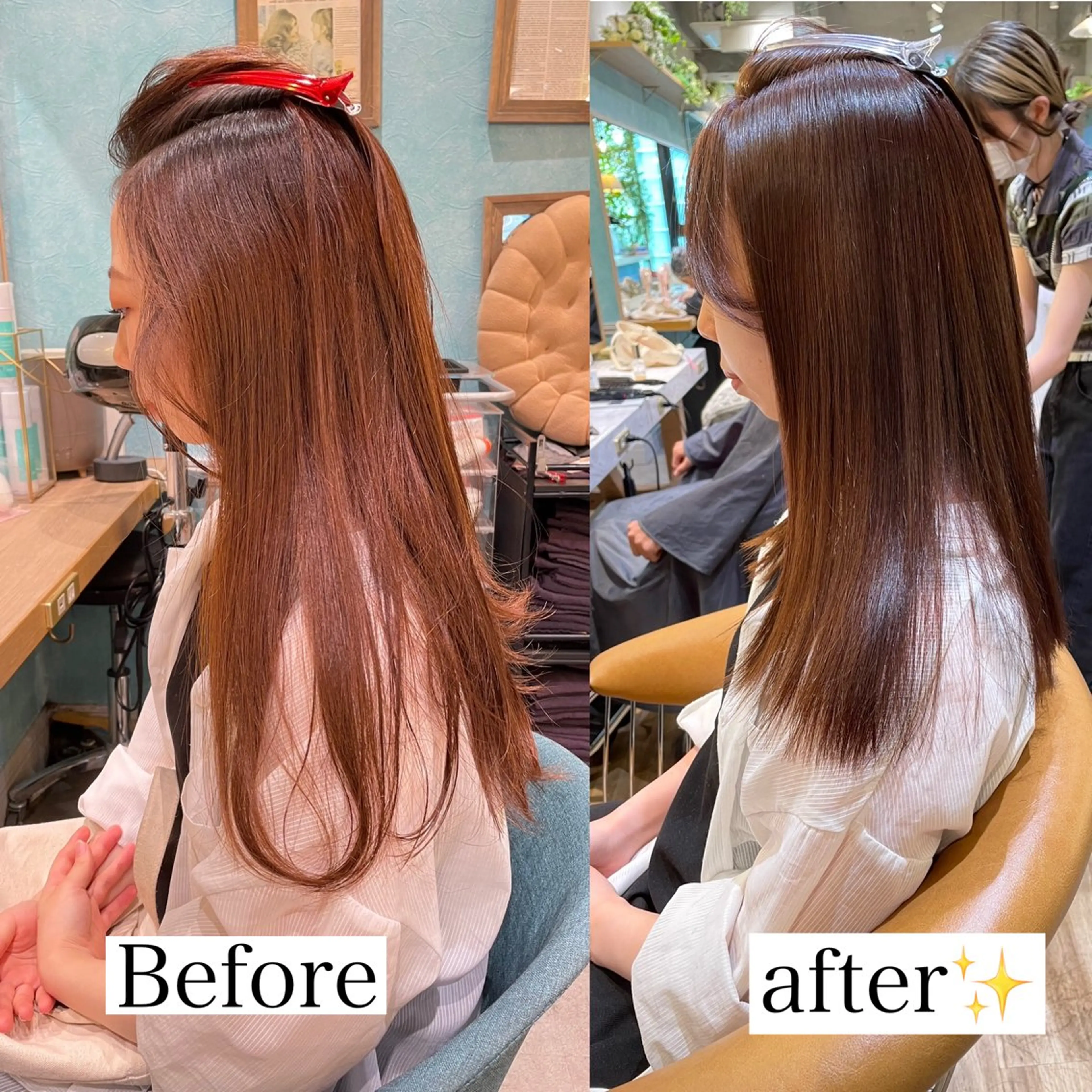 ロング カット ヘアカラー 縮毛矯正 トリートメント 山本翔一郎 韓国顔周りレイヤーのヘアスタイル