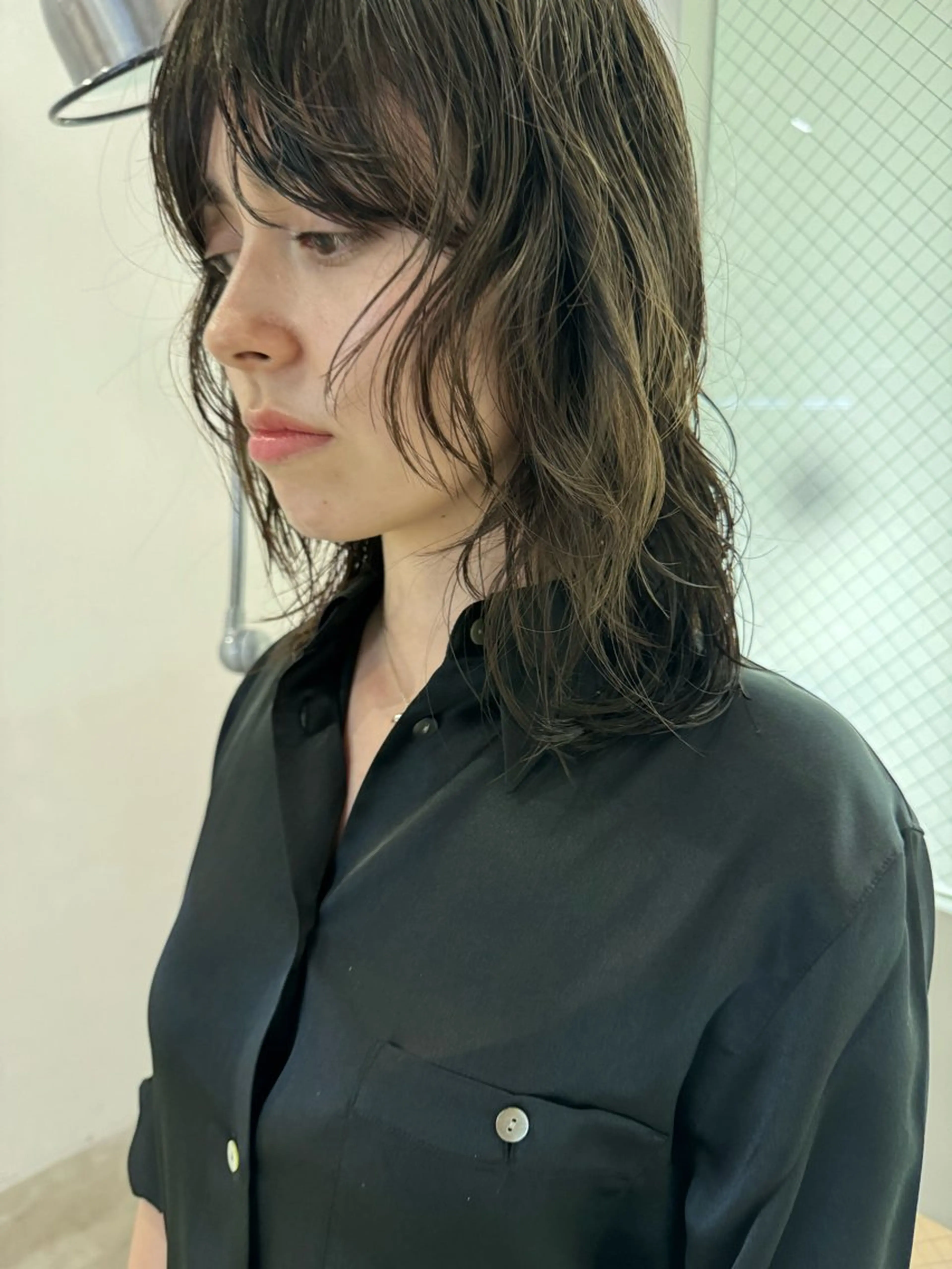 ミディアム パーマ カット パーマ トリートメント ムロ 二子玉川駅のヘアスタイル