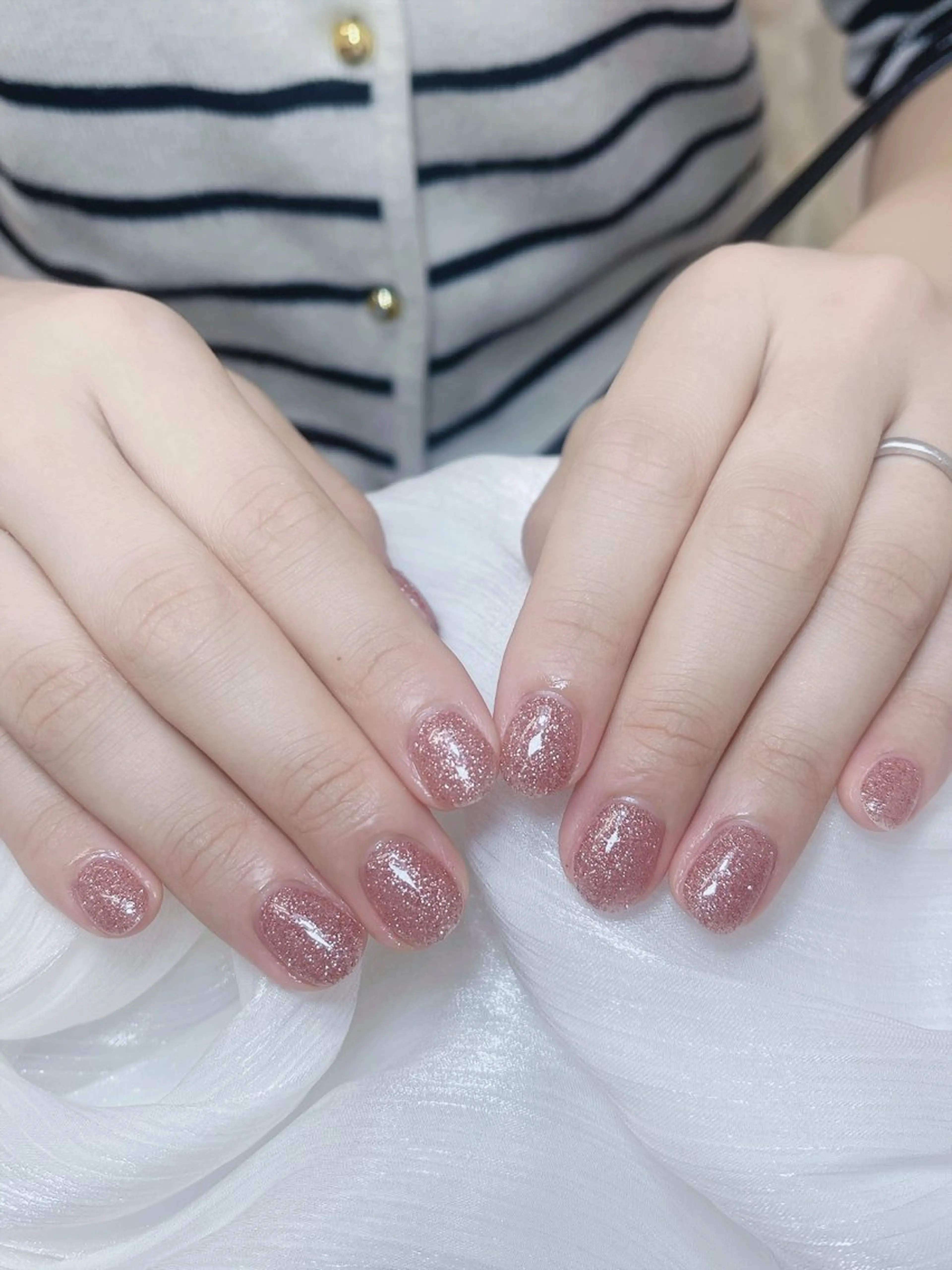 ネイル チークネイル フレンチネイル グラデーション キラキラネイル 韓国ネイル ハンドネイル DUO   MI nail salonのネイルデザイン
