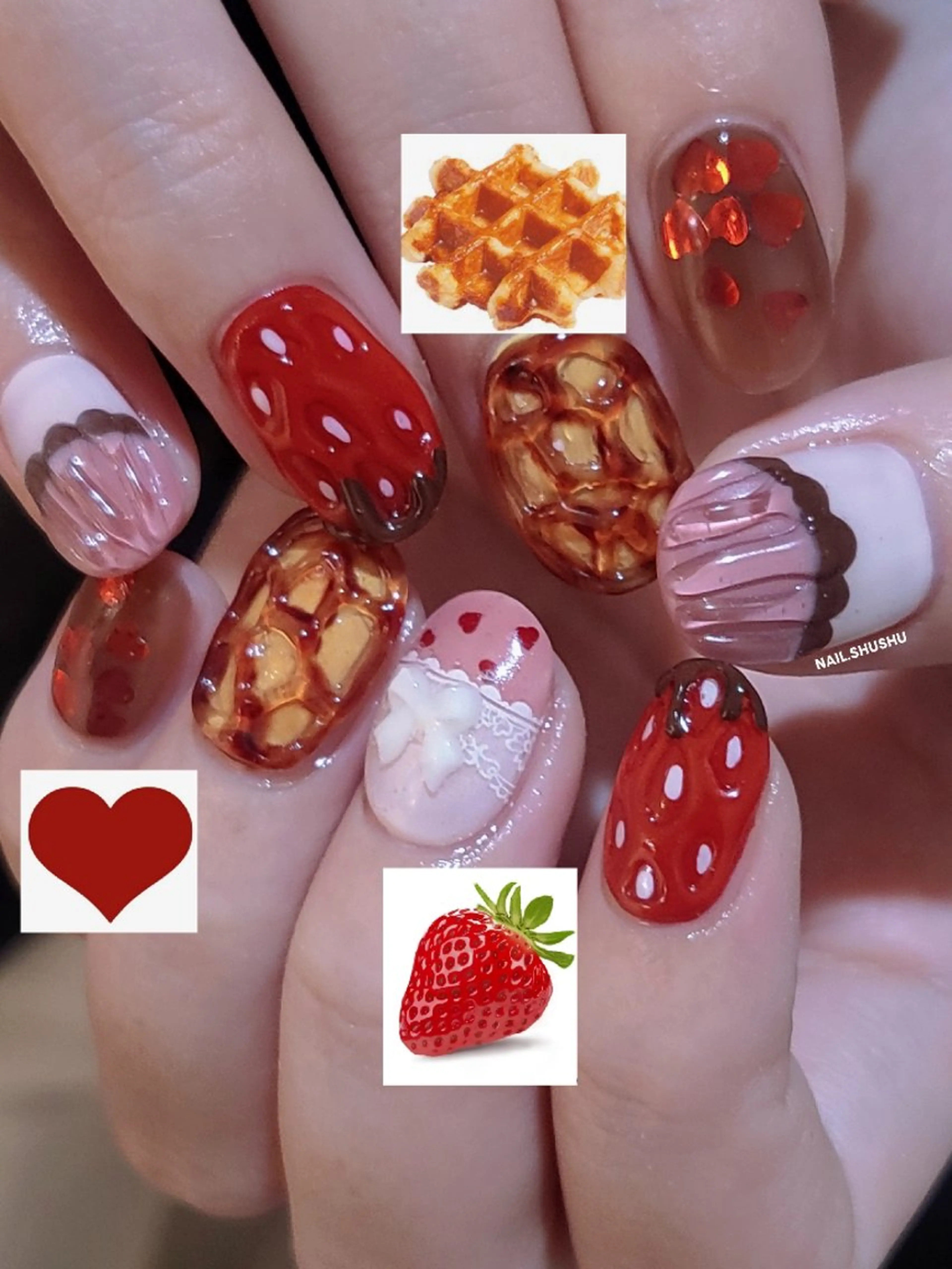 ネイル ハンドネイル 3dパーツ/流行り 👧shushu❤️のネイルデザイン