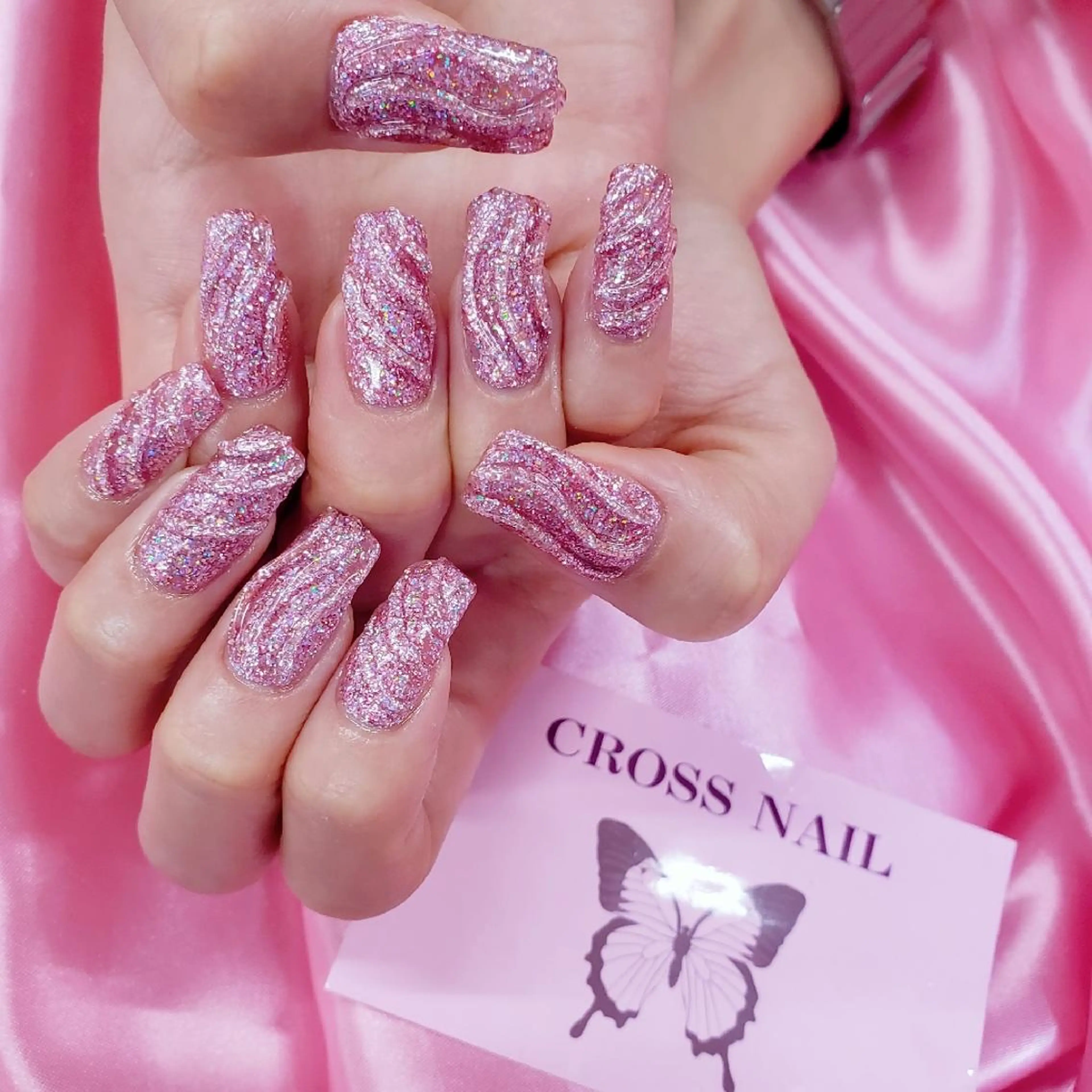 ネイル 長さ出し 氷ネイル・うるうるネイル 韓国ネイル ネイルチップ CROSS  クロス　のネイルデザイン