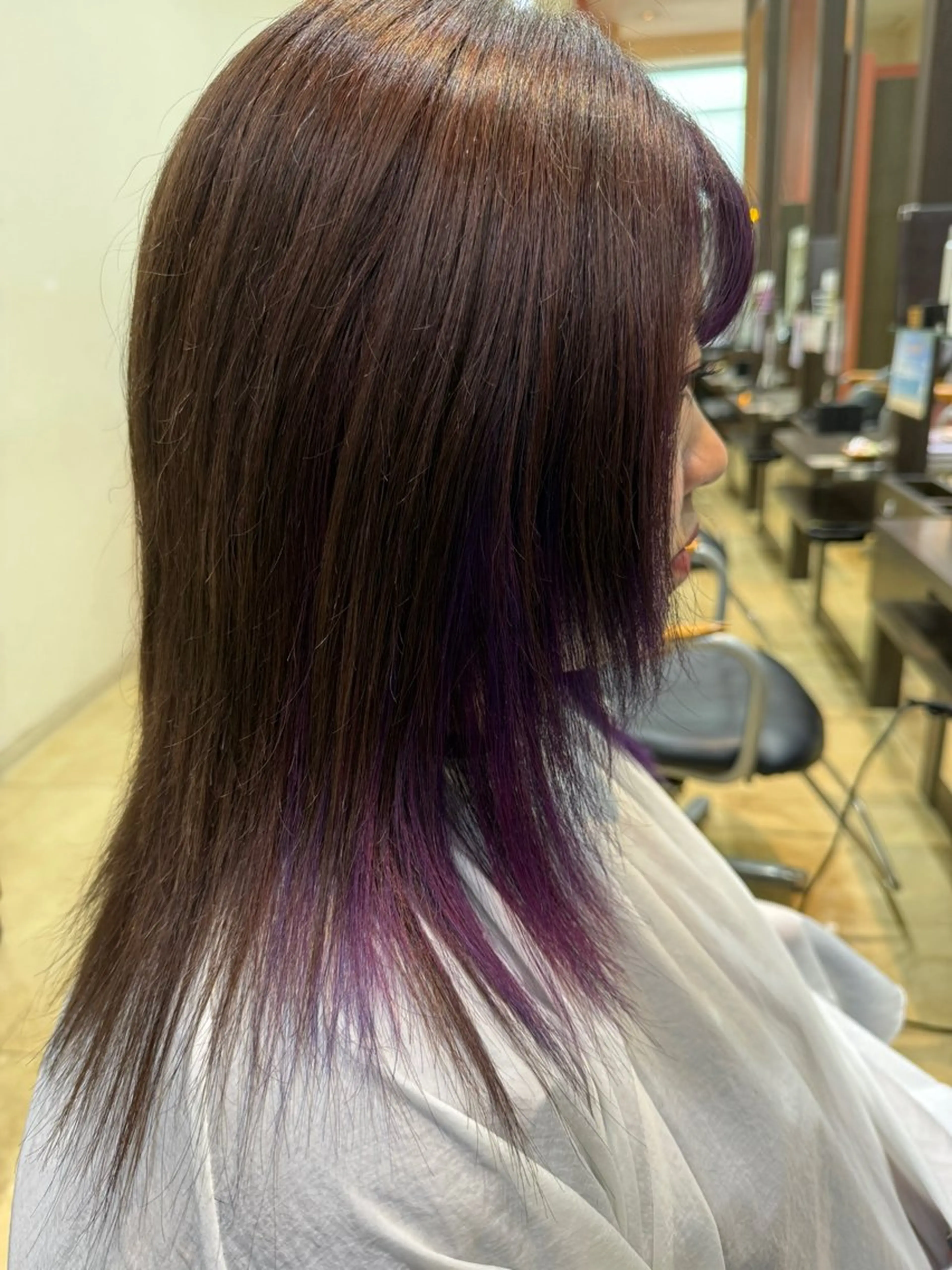 セミロング カラー 浅野 玲子のヘアスタイル