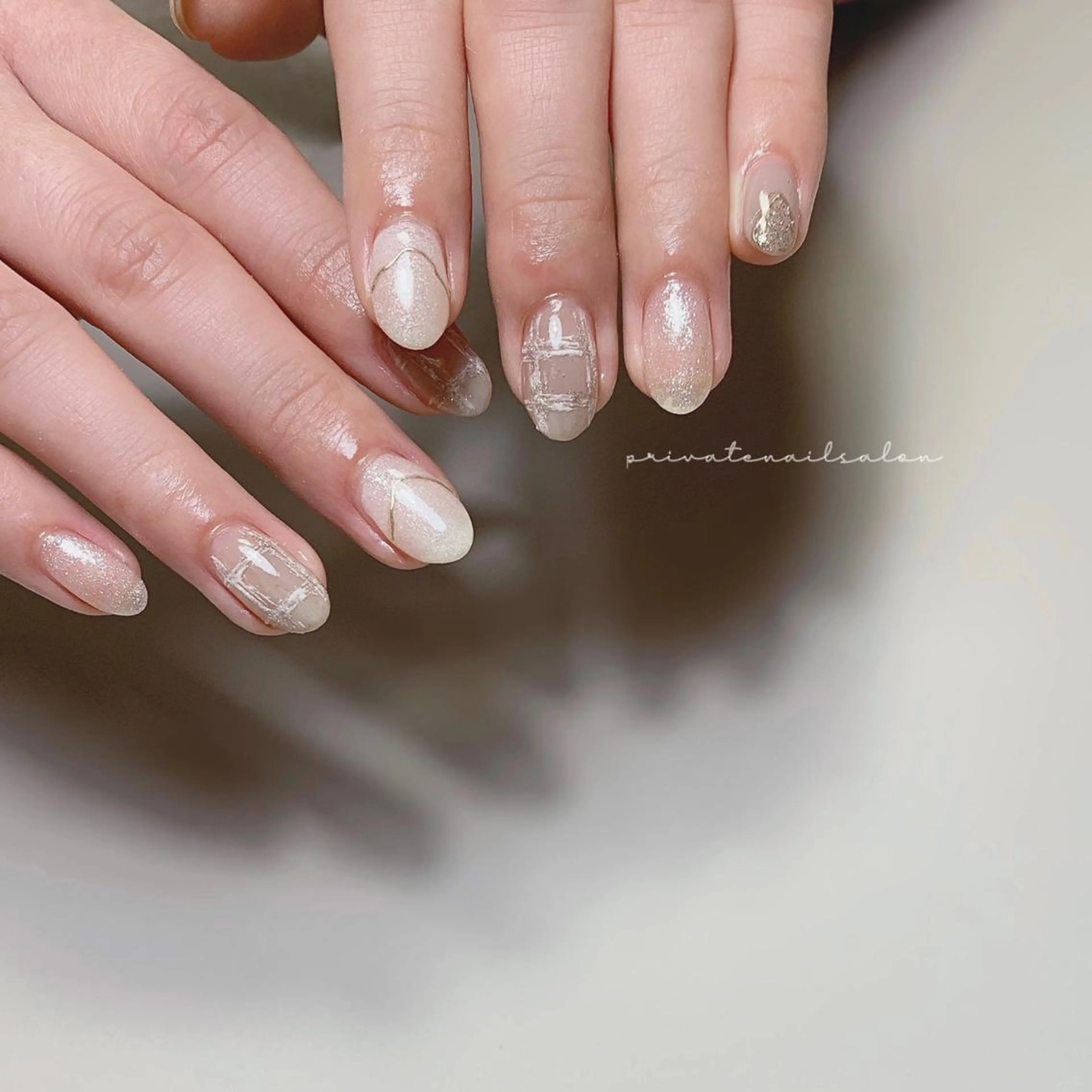 ネイル ニュアンスネイル 冬ネイル ハンドネイル Liebe nailのネイルデザイン