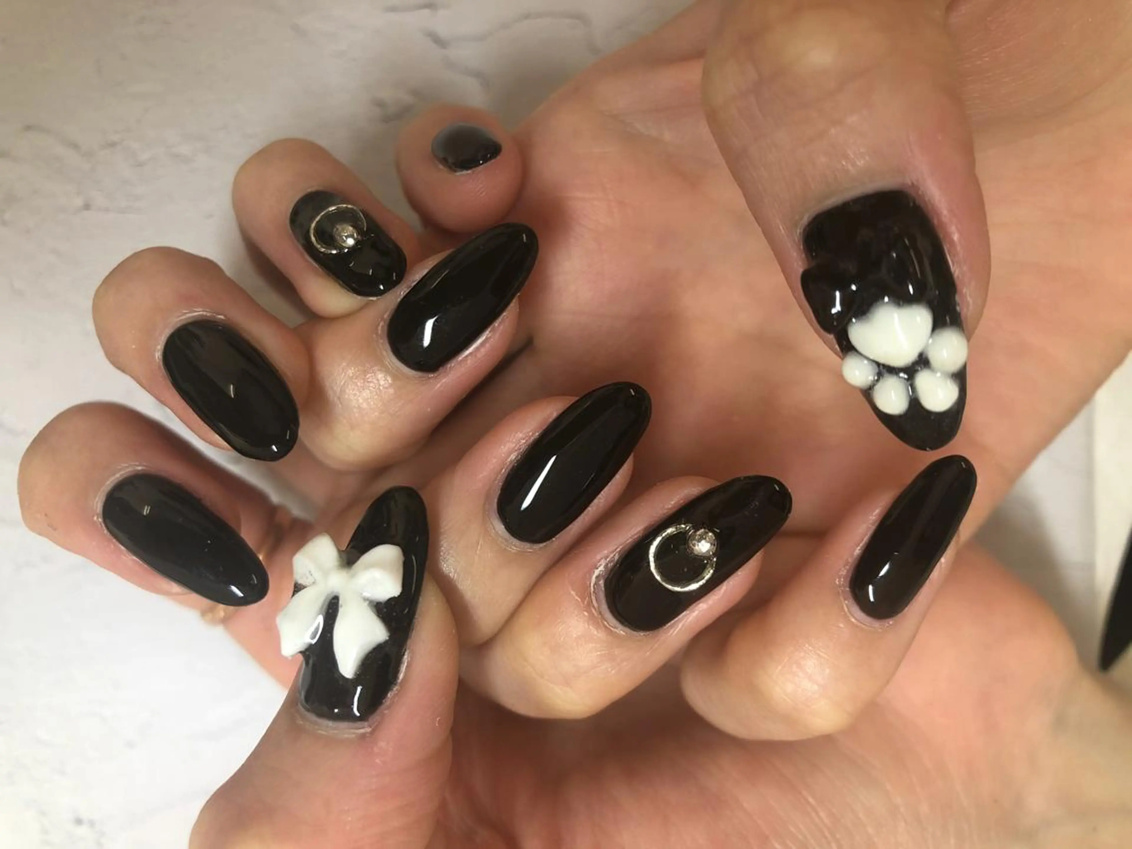 アクリルスカルプ長さ出し10本➕持ち込みアート4本カラー三色までの写真