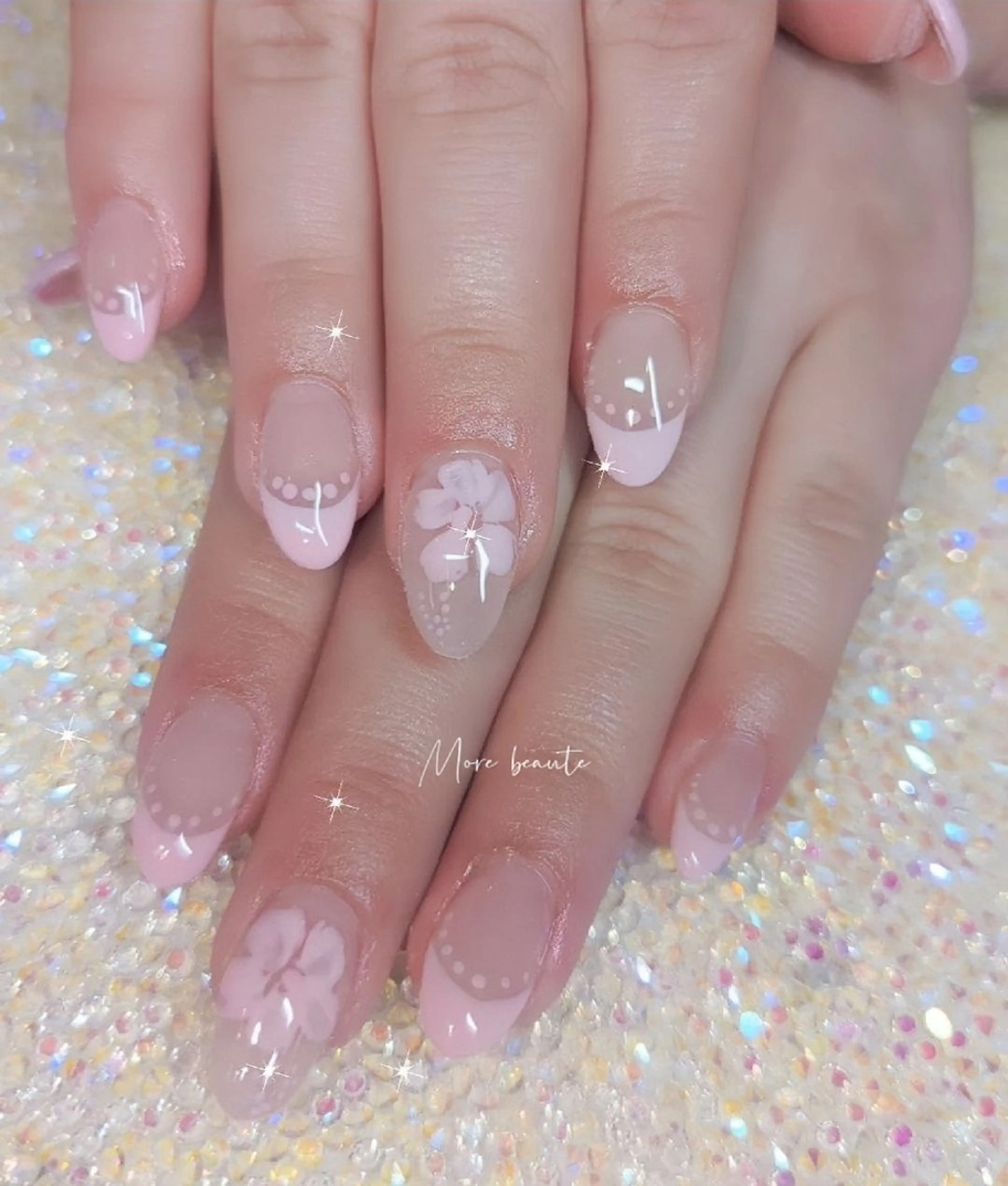 ネイル 桜ネイル 長さ出し ジェルネイル ハート 韓国ネイル ハンドネイル I LOVE ME NAIL.｡.:*♡のネイルデザイン