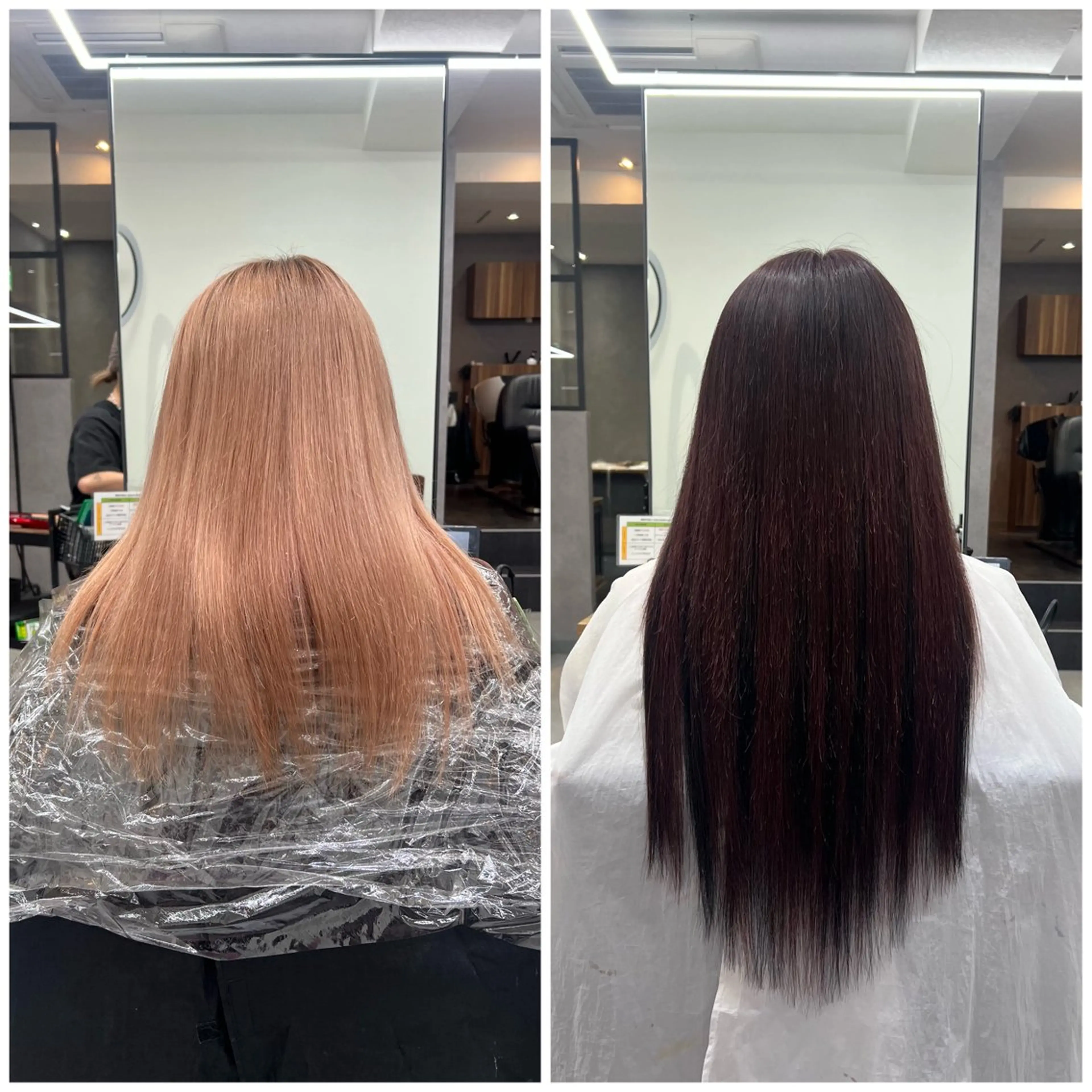 ロング カラー シールエクステ 黒髪 ボルドーカラー デザインカラー エクステ ショート/ウルフ カットモデル募集のヘアスタイル