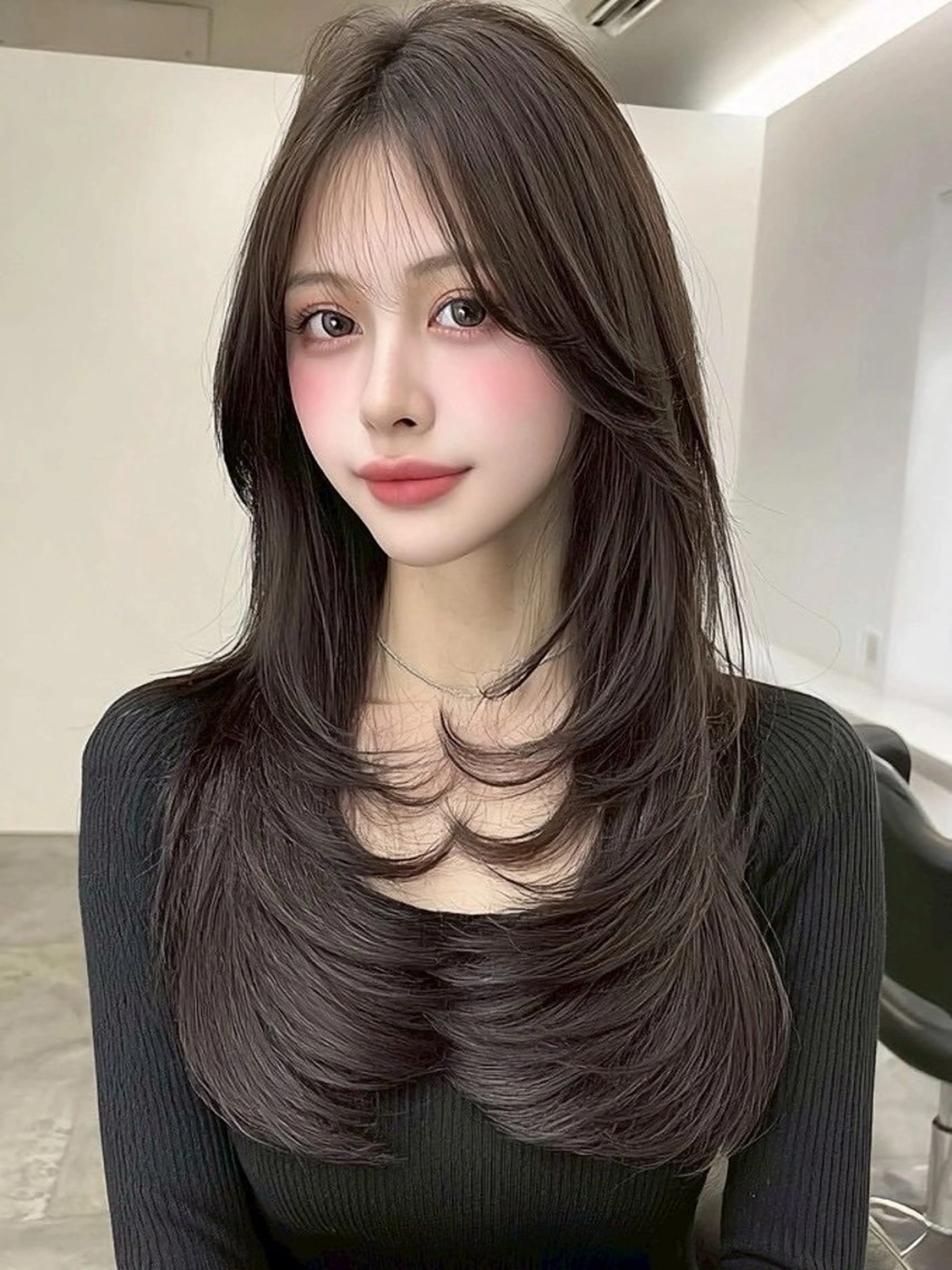 ロング カラー ロングレイヤー 透明感カラー くびれヘア 顔周りカット 韓国風ヘア カット ヘアカラー トリートメント 🫧ナオ🫧 /韓国 ヘア/ マンツーマンのヘアスタイル