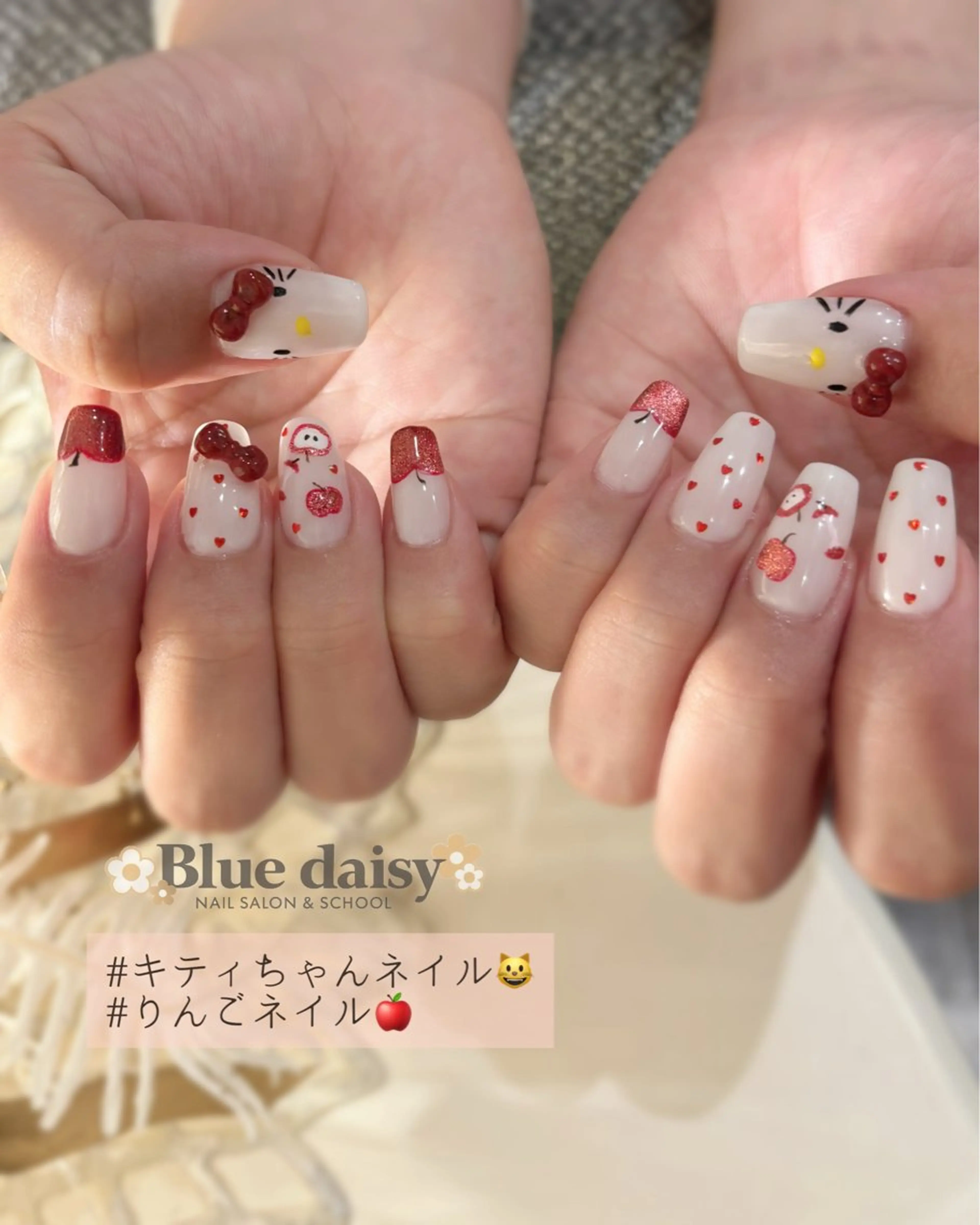 ネイル ジェルネイル マグネットネイル 持ち込み パラジェル ハンドネイル Blue daisy 栄本店のネイルデザイン