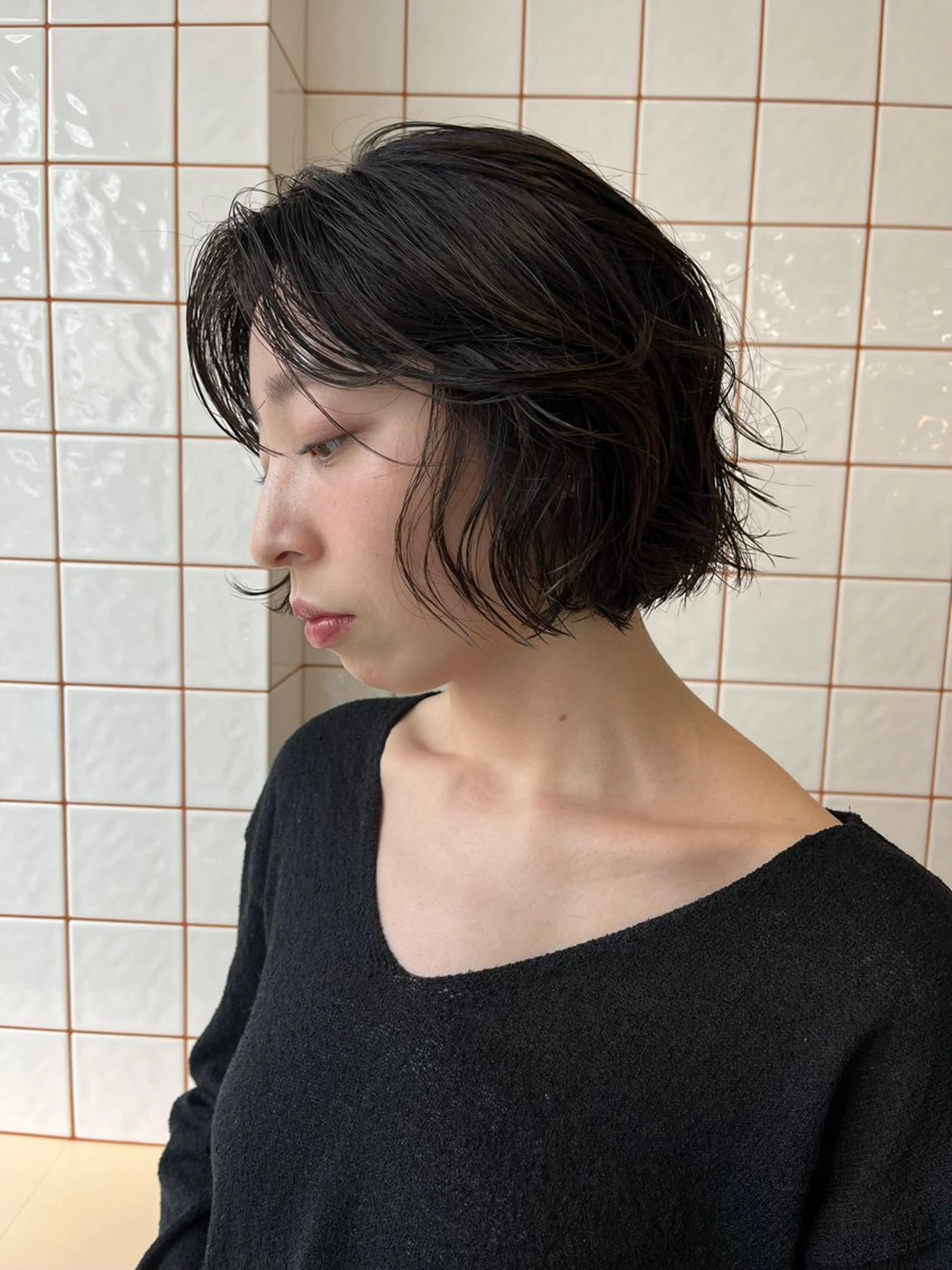 ショート カット レイヤー/ケアパーマ /ニュアンス/モードのヘアスタイル