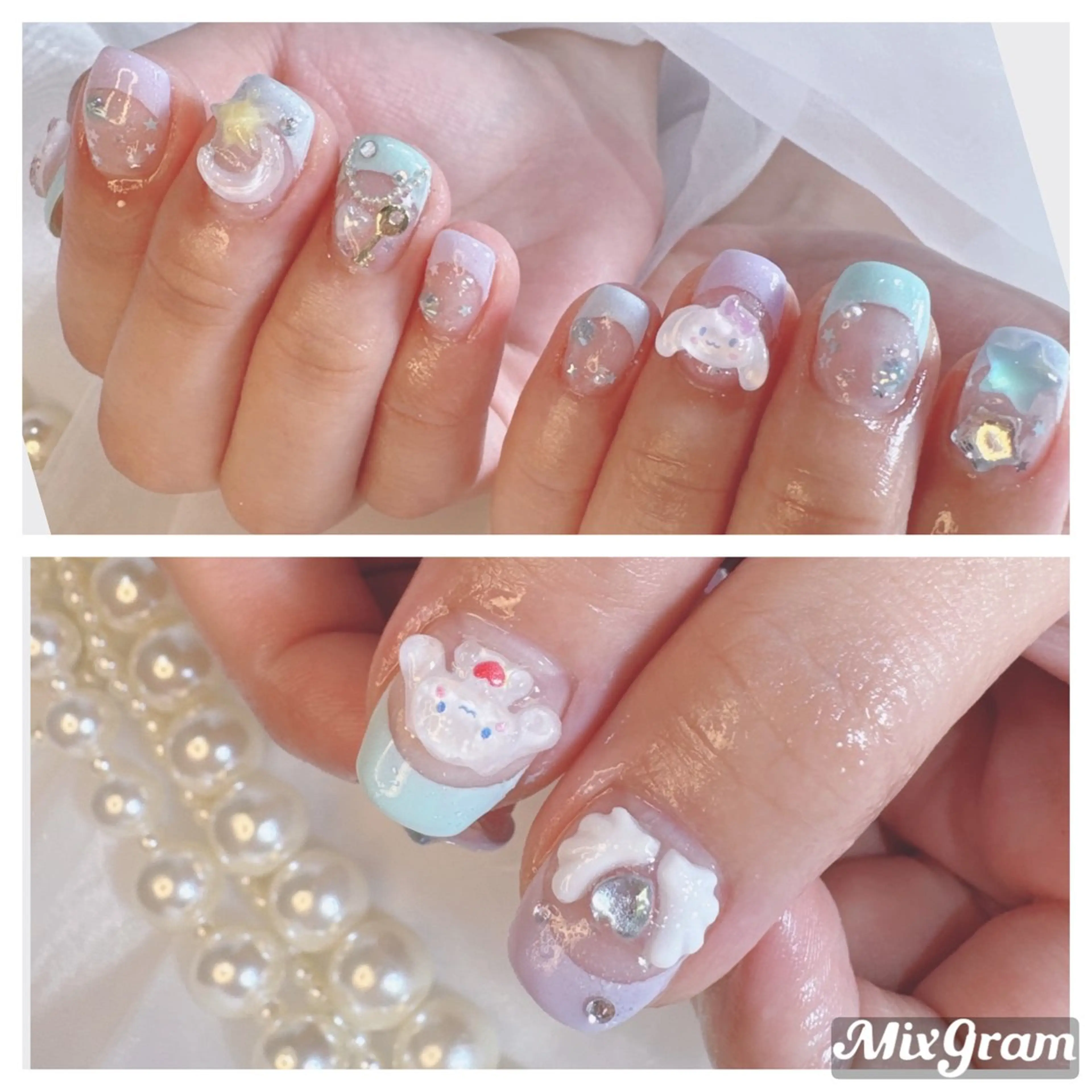 ネイル アートネイル 長さ出し ガーリー ワンホンネイル ハンドネイル Anela🪞アネラ 久屋大通🫧EMIのネイルデザイン