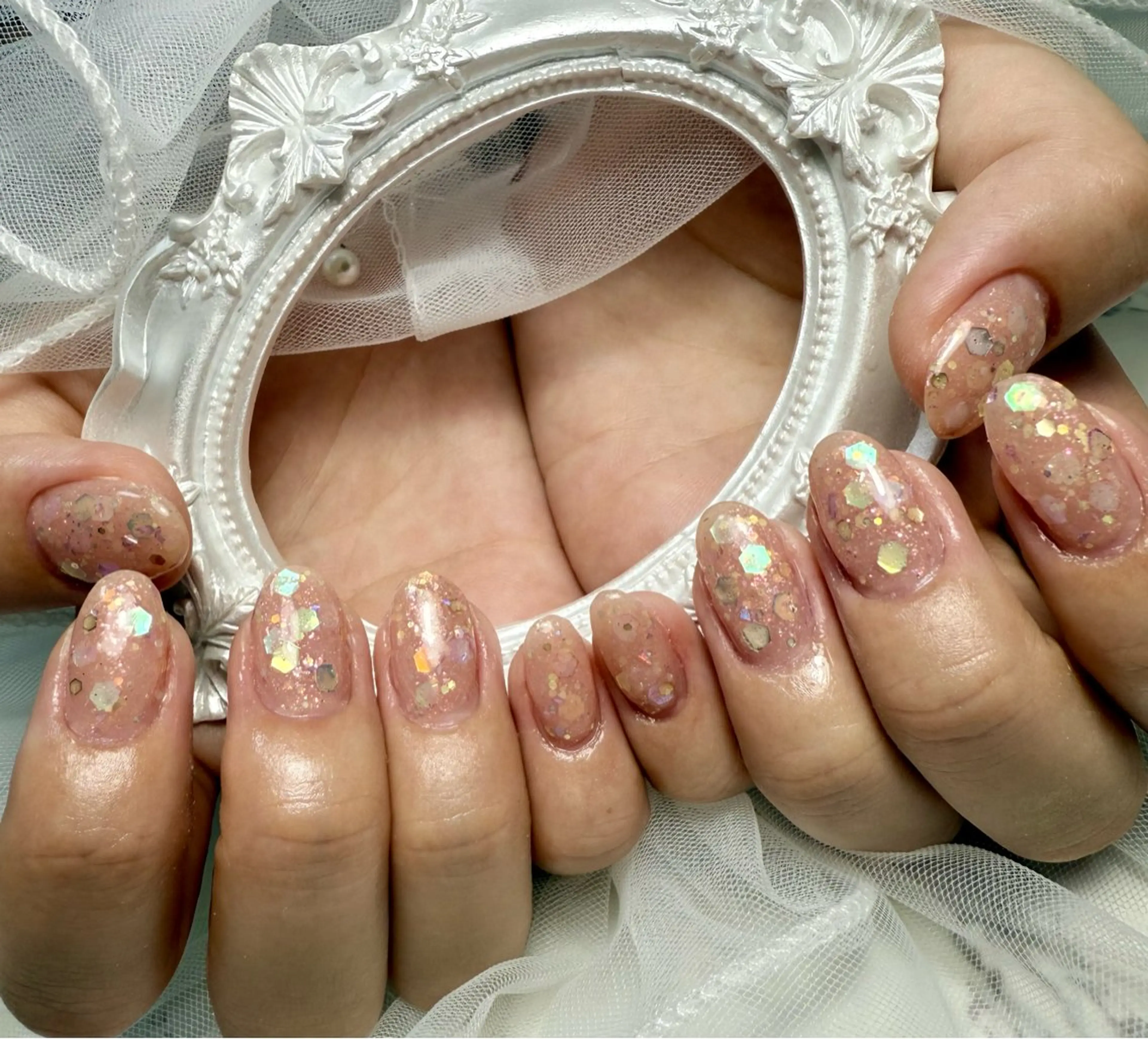 ネイル アートネイル チークネイル フレンチネイル ガラスフレンチ 氷ネイル・うるうるネイル M.N_ nailのネイルデザイン