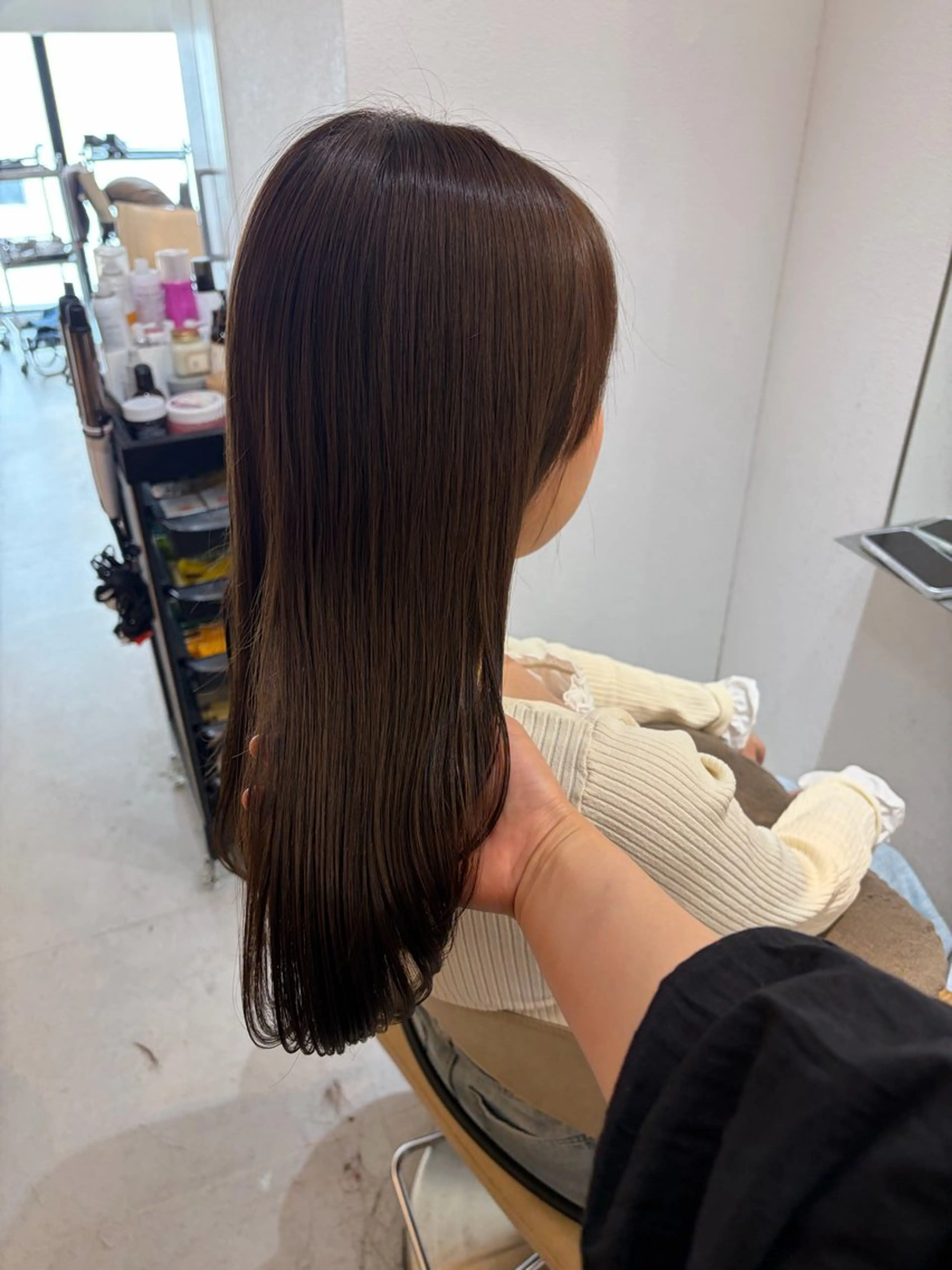 セミロング カット ヘアカラー トリートメント ✨色持ちの良い艶 カラー✨蟹江真世のヘアスタイル