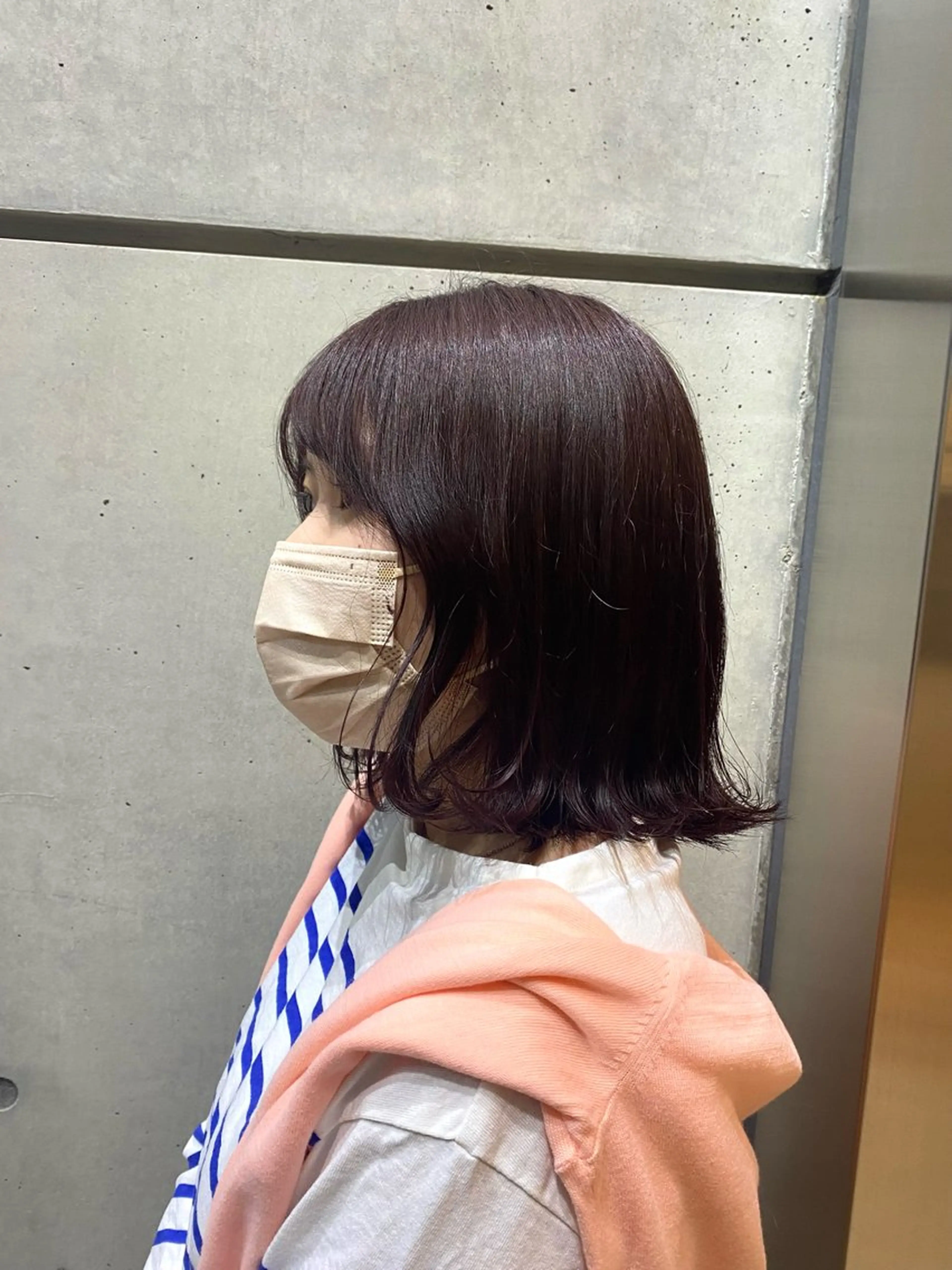 ミディアム ピンクブラウン 透明感カラー人気 ナンバーワンMIYUのヘアスタイル