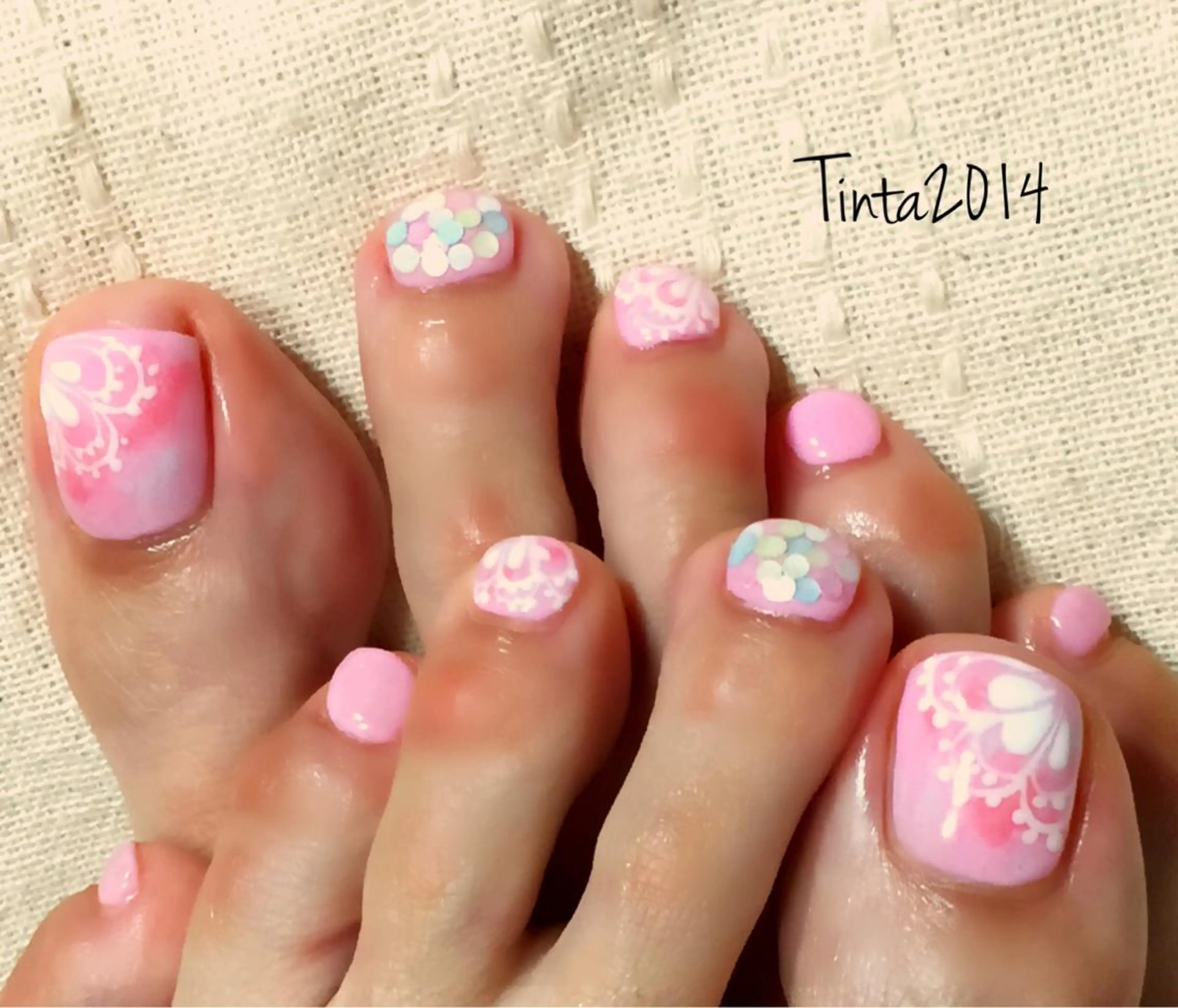 ネイル フラワーネイル フットネイル レース 馬場 典子のネイルデザイン