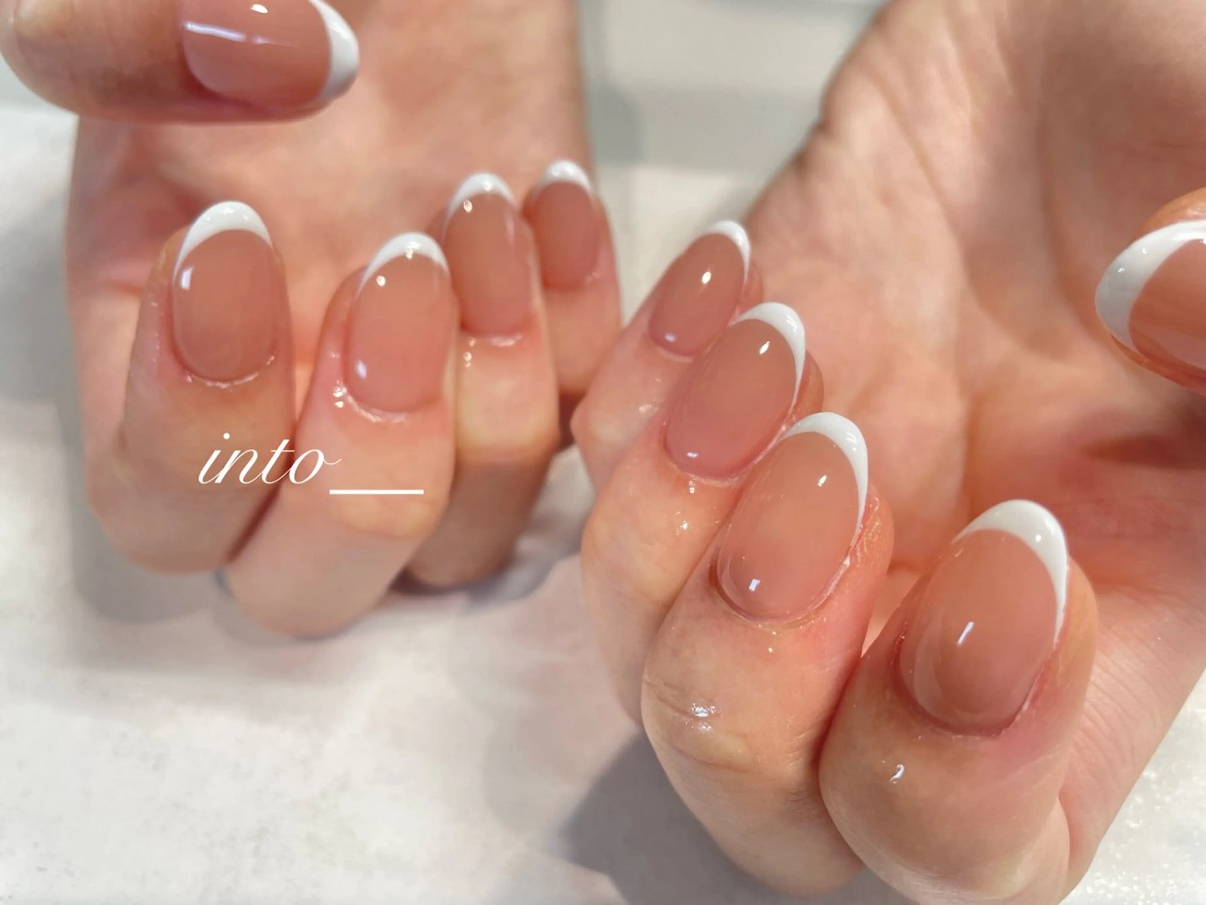ネイル フレンチネイル ピンク ピンクベージュ ハンドネイル 本町ネイルサロン into_ ぬーのネイルデザイン