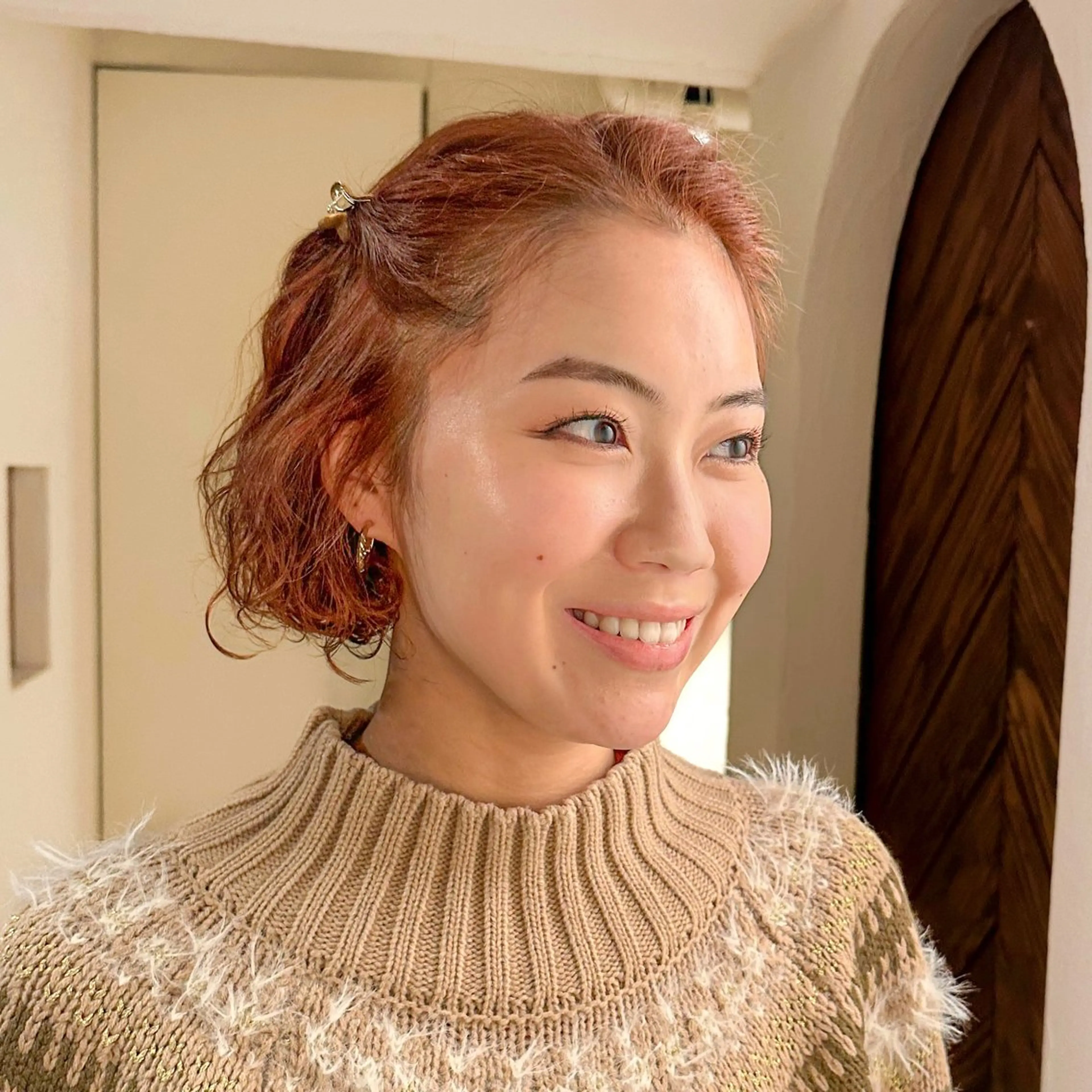 ミディアム カラー パーマ 🤎ono/ 切りっぱなしボブ🤎のヘアスタイル