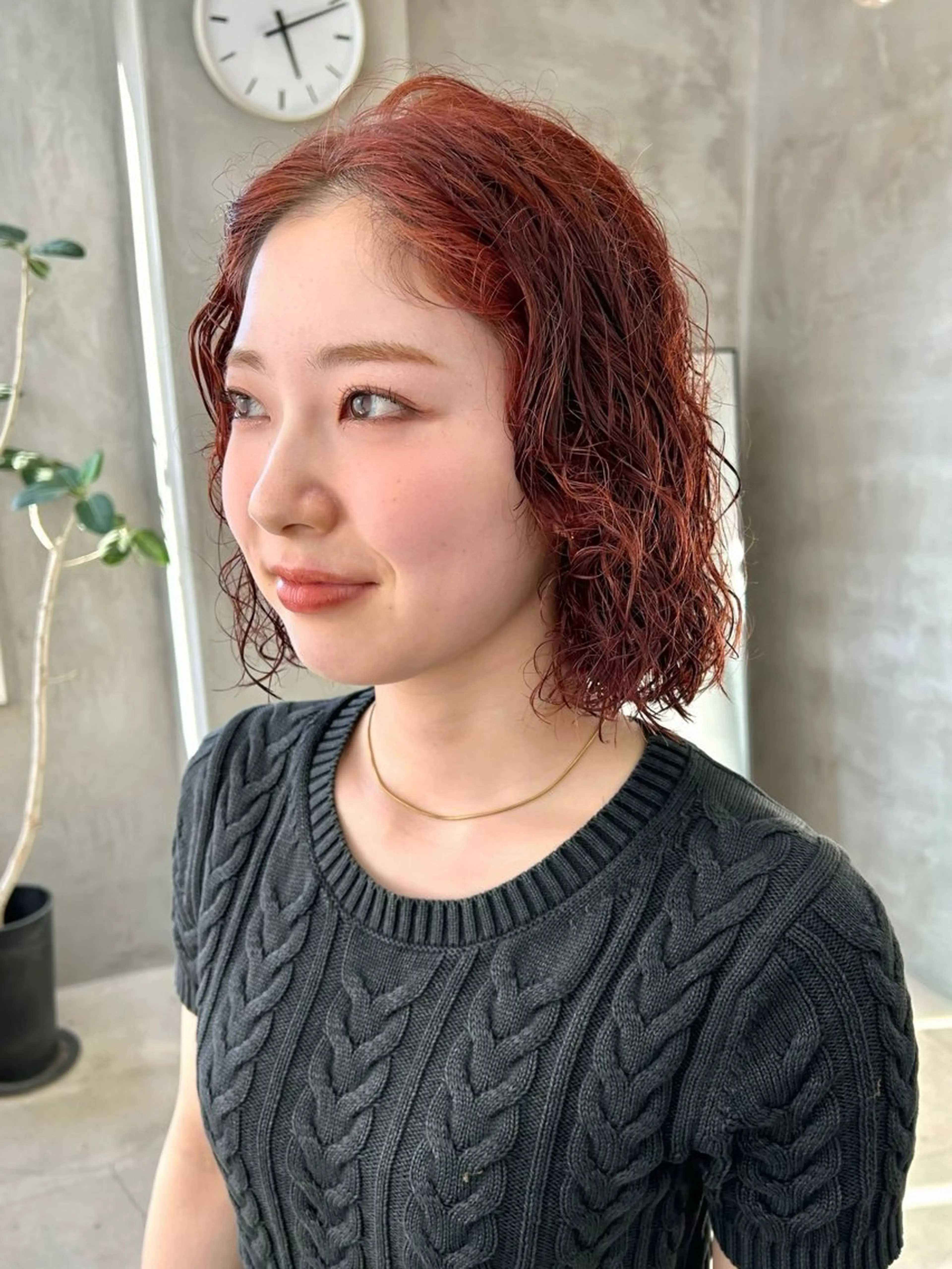 ショート カラー パーマ オレンジ オレンジレッド レッドカラー くせ毛 カット ヘアカラー パーマ トリートメント tetohair 森田浩平のヘアスタイル